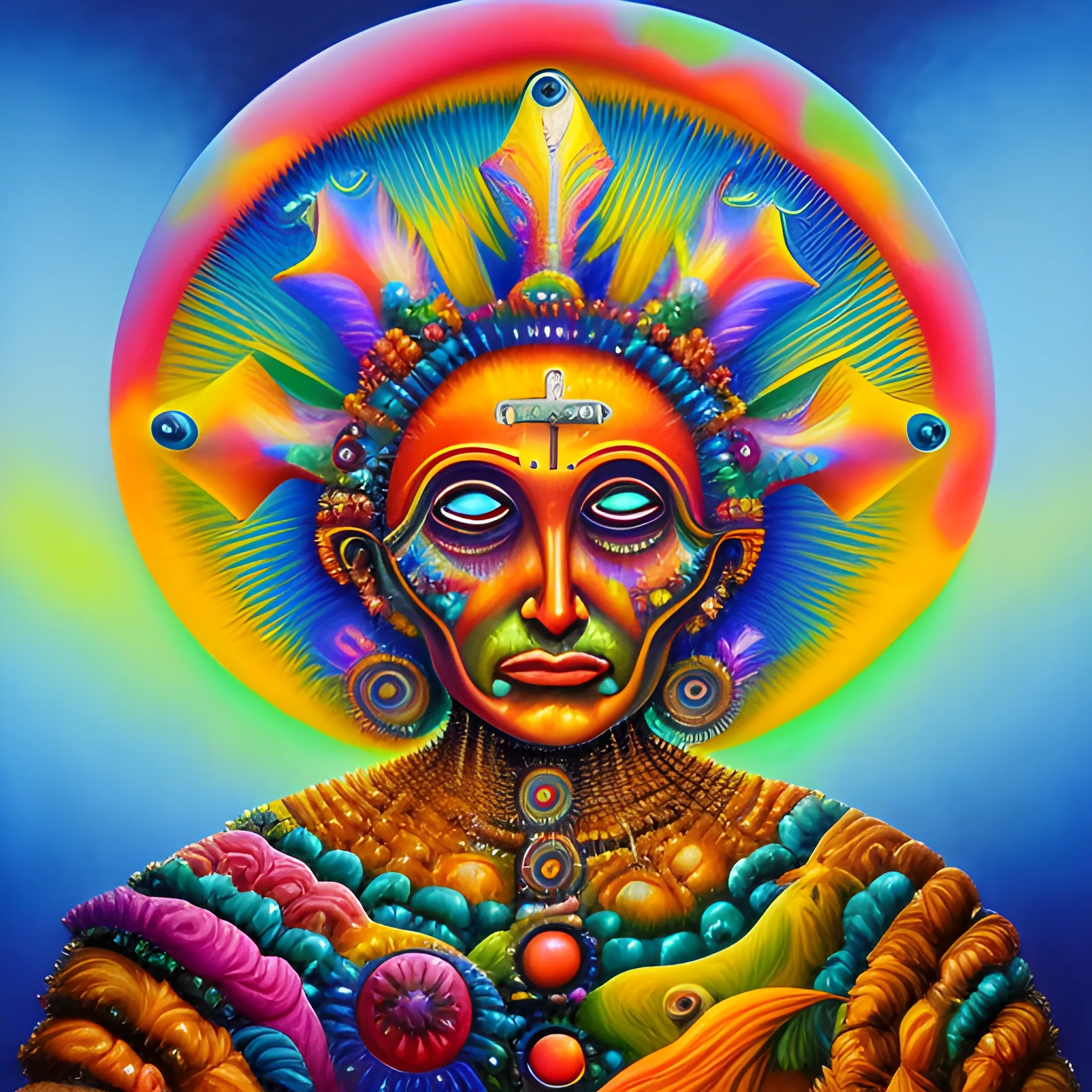 dios, arriba, visions, Trippy, Oil Painting
