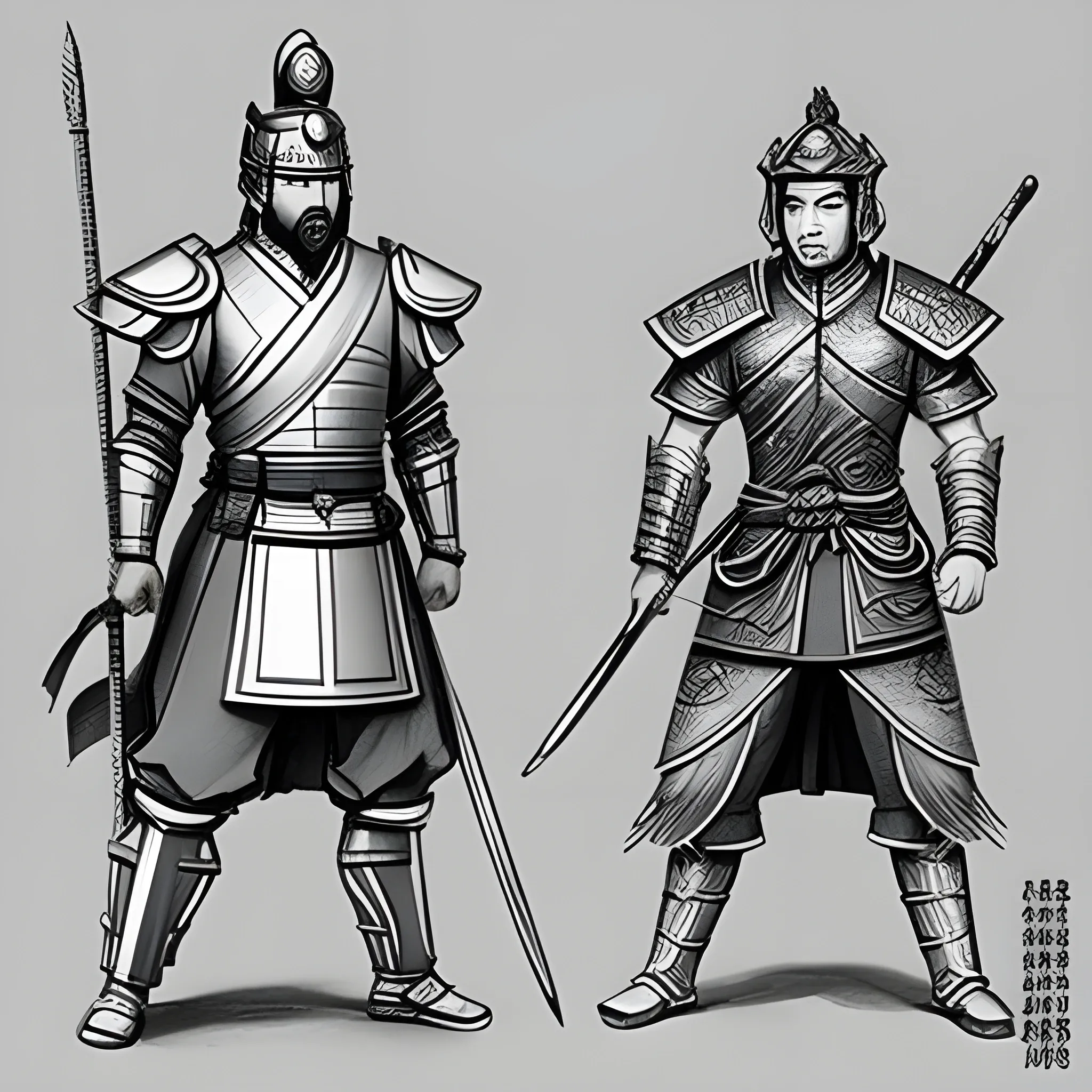 , 3D Picture: Liu Bei and Sun Quan stand side by side on the high ground, facing Cao Cao's army with firm eyes.
Scene description: Liu Bei is determined, Sun Quan is courageous, the high ground is dangerous, 3D, Pencil Sketch, Pencil Sketch