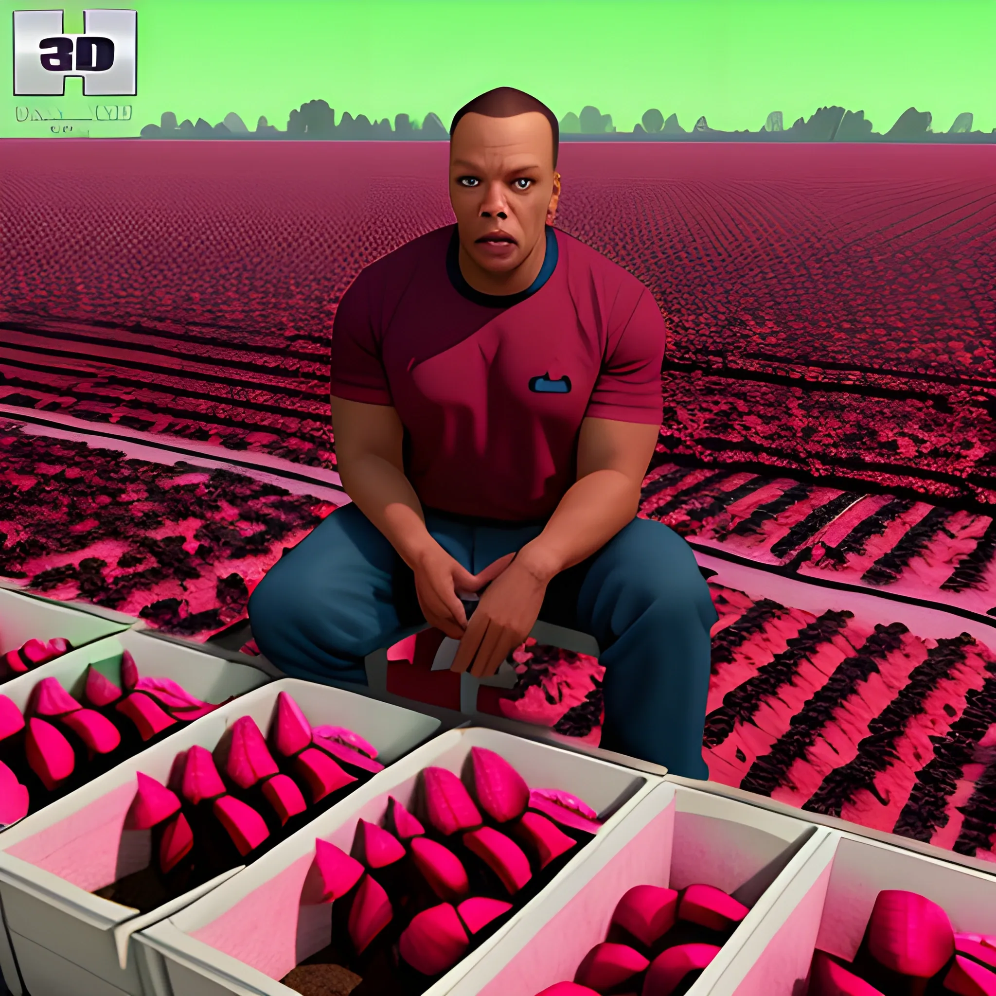 dr dre working in a beet farm, 3D