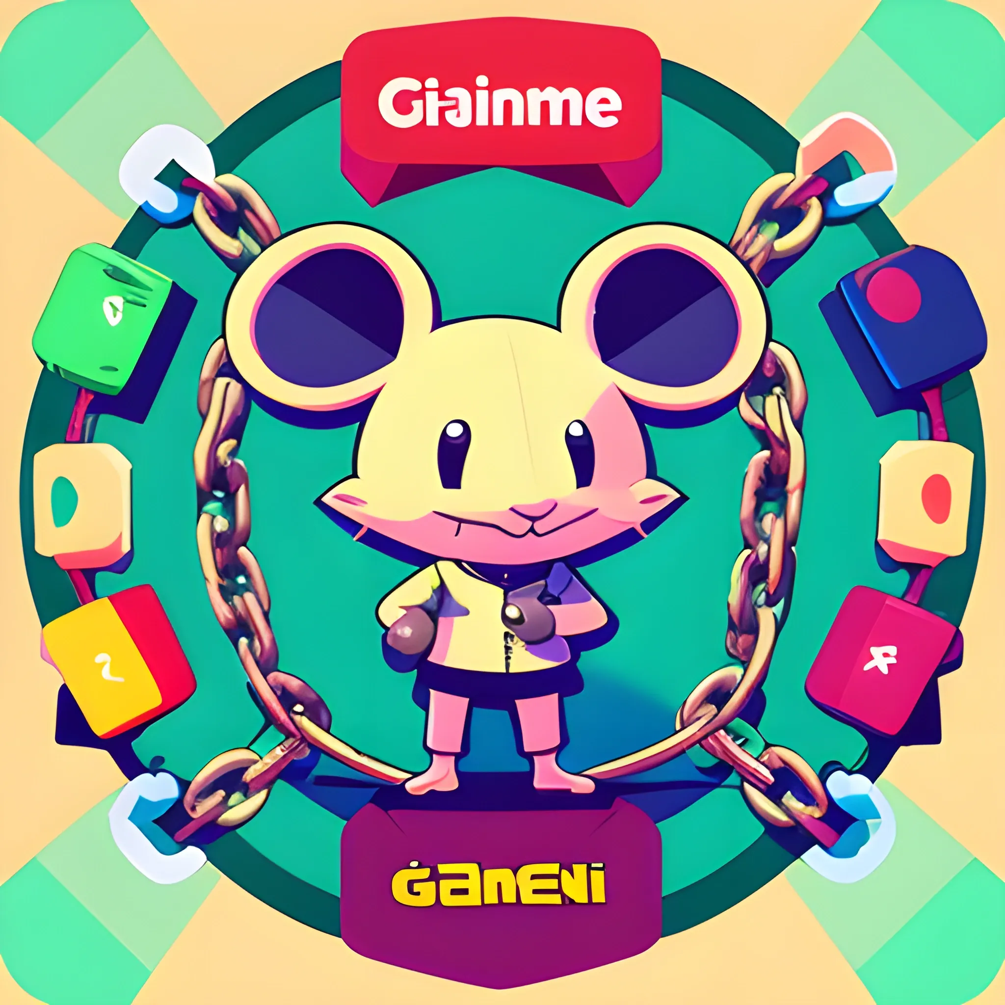 gamefi，Chain game，Mouse playing games, Cartoon