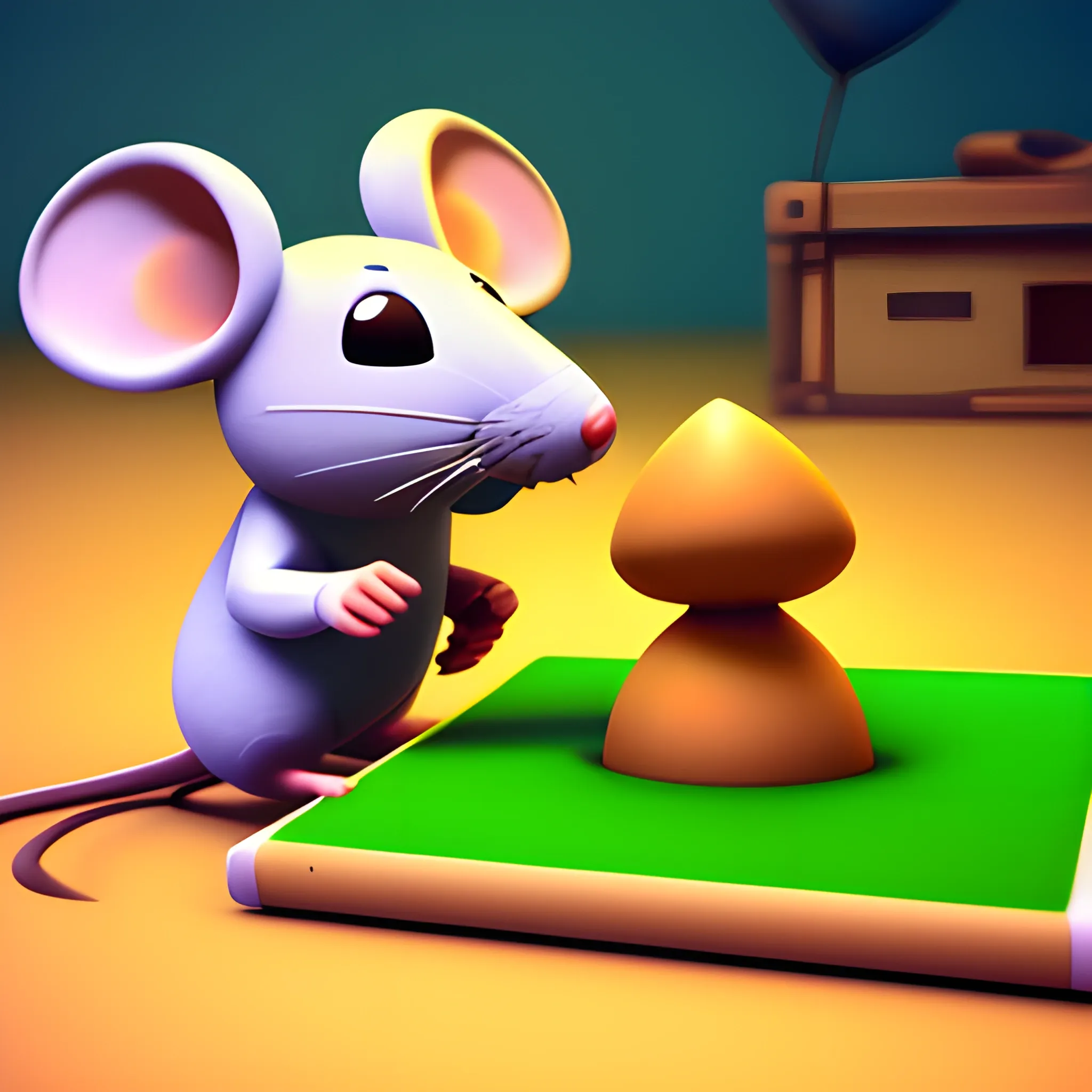 Mouse playing games，gamefi, 3D, Cartoon