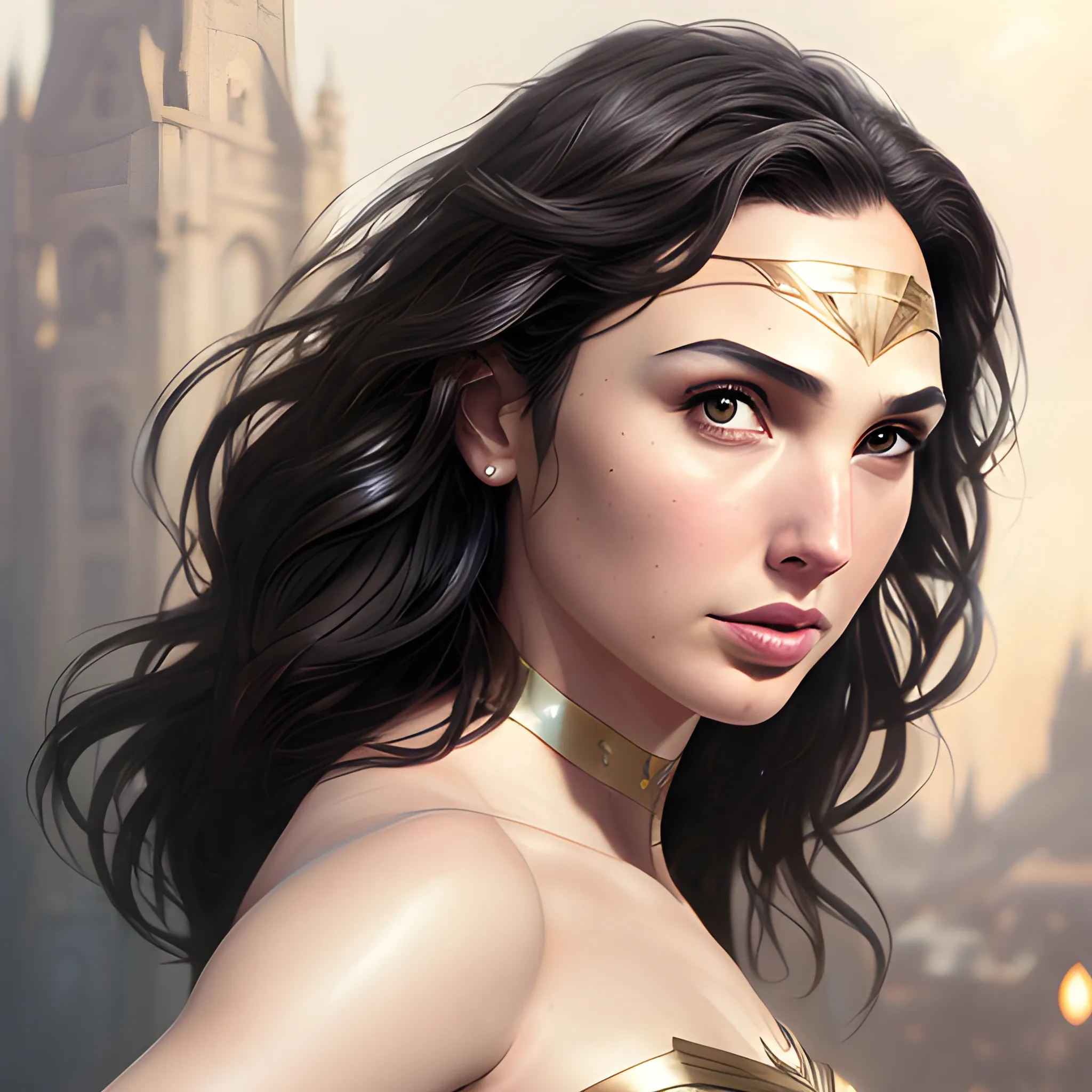 side close up portrait of gal gadot angel fantasy a sexy Bustier Corset Tops white, perfect face, gorgeous, 3d, trending on artstation, intricate, elegant, highly detailed, digital painting, artstation, concept art, smooth, sharp focus, illustration, art by artgerm and greg rutkowski and alphonse mucha, 8k, 150mm portrait, photography,