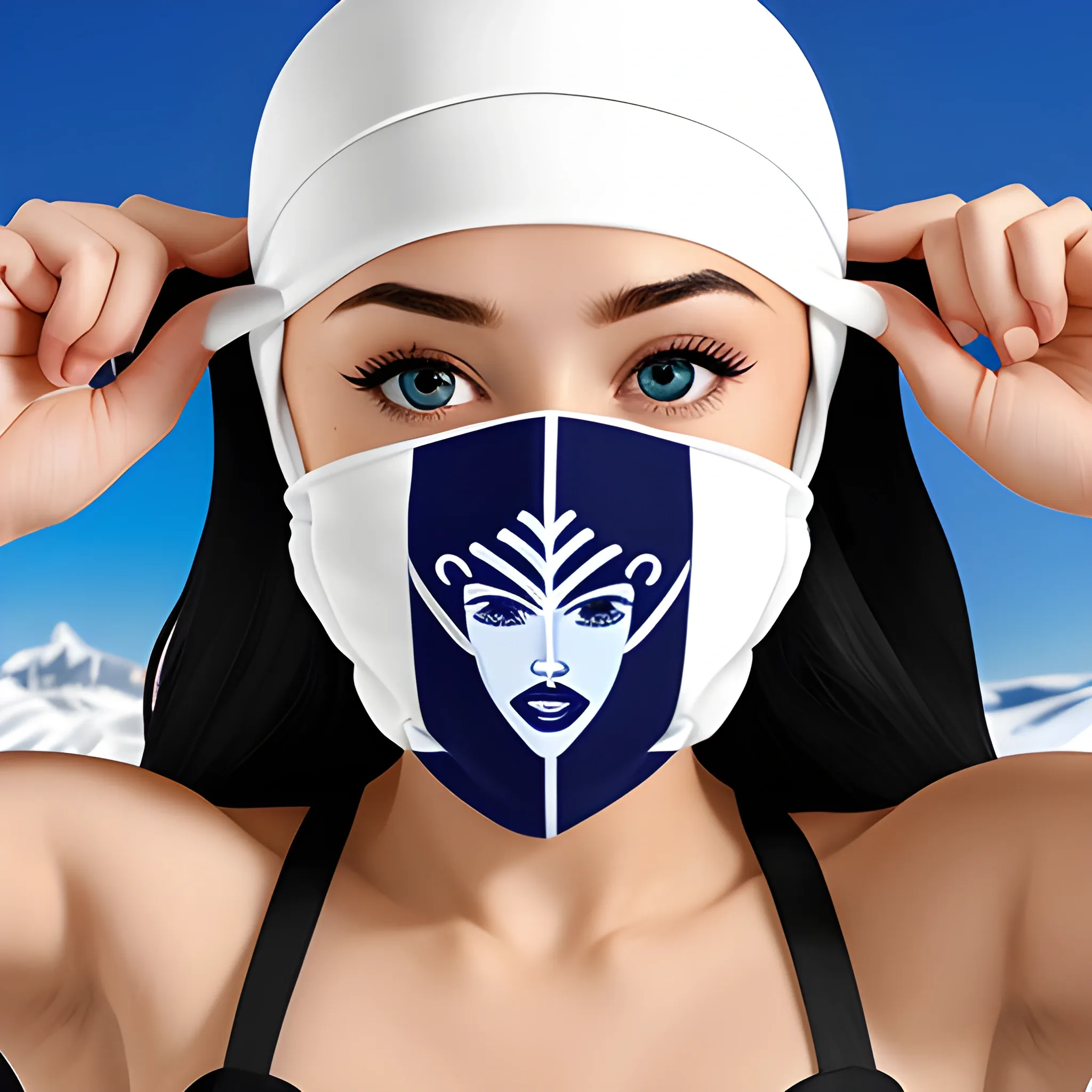 female greek flying god of love head ski mask - Arthub.ai