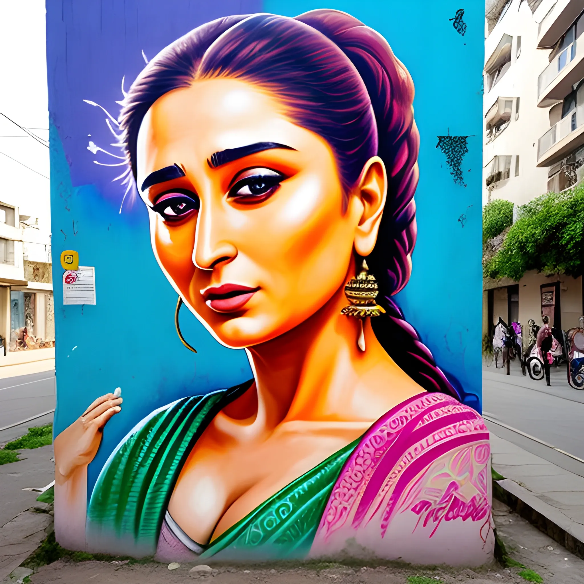 Take your artistic expression to the streets for Kareena Kapoor and create a captivating street art mural that reflects the local culture, challenges social norms, or conveys a powerful message to the community.