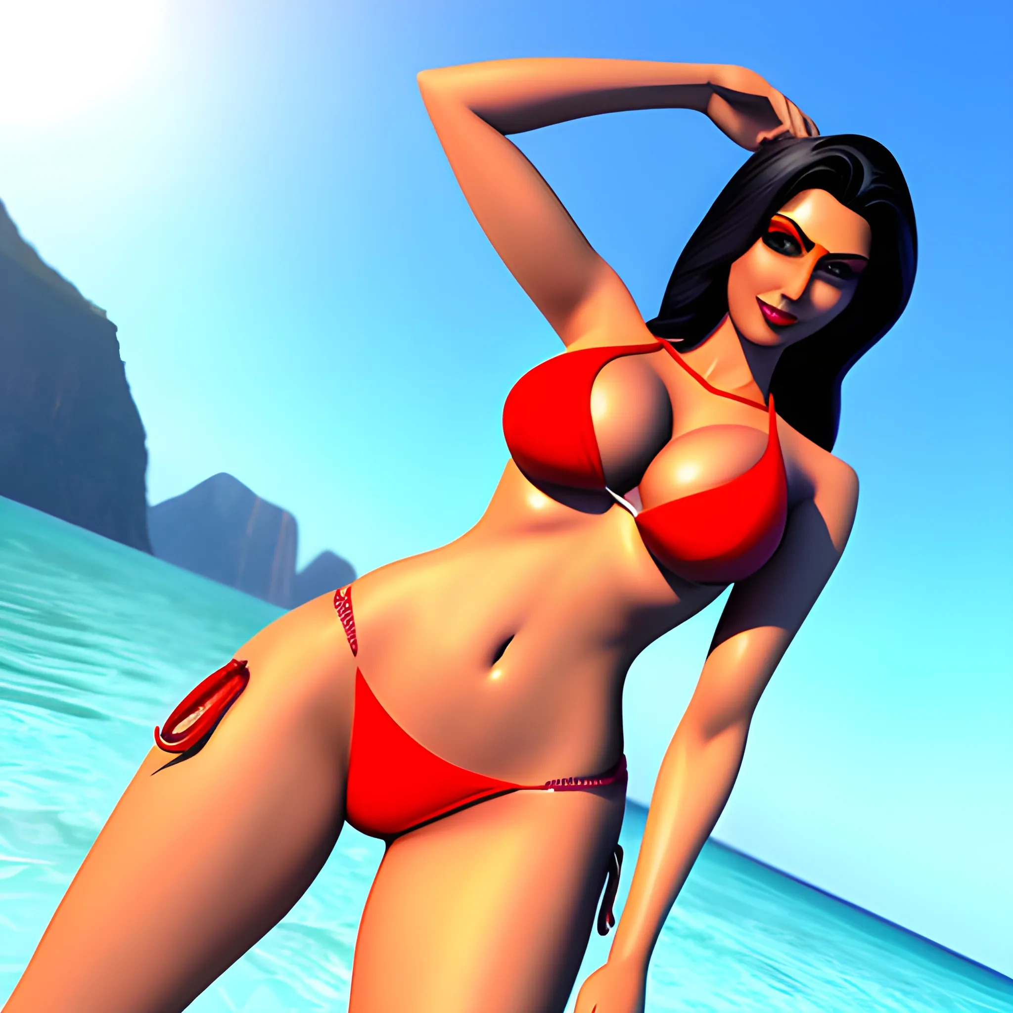 indian girl in bikini, 3D