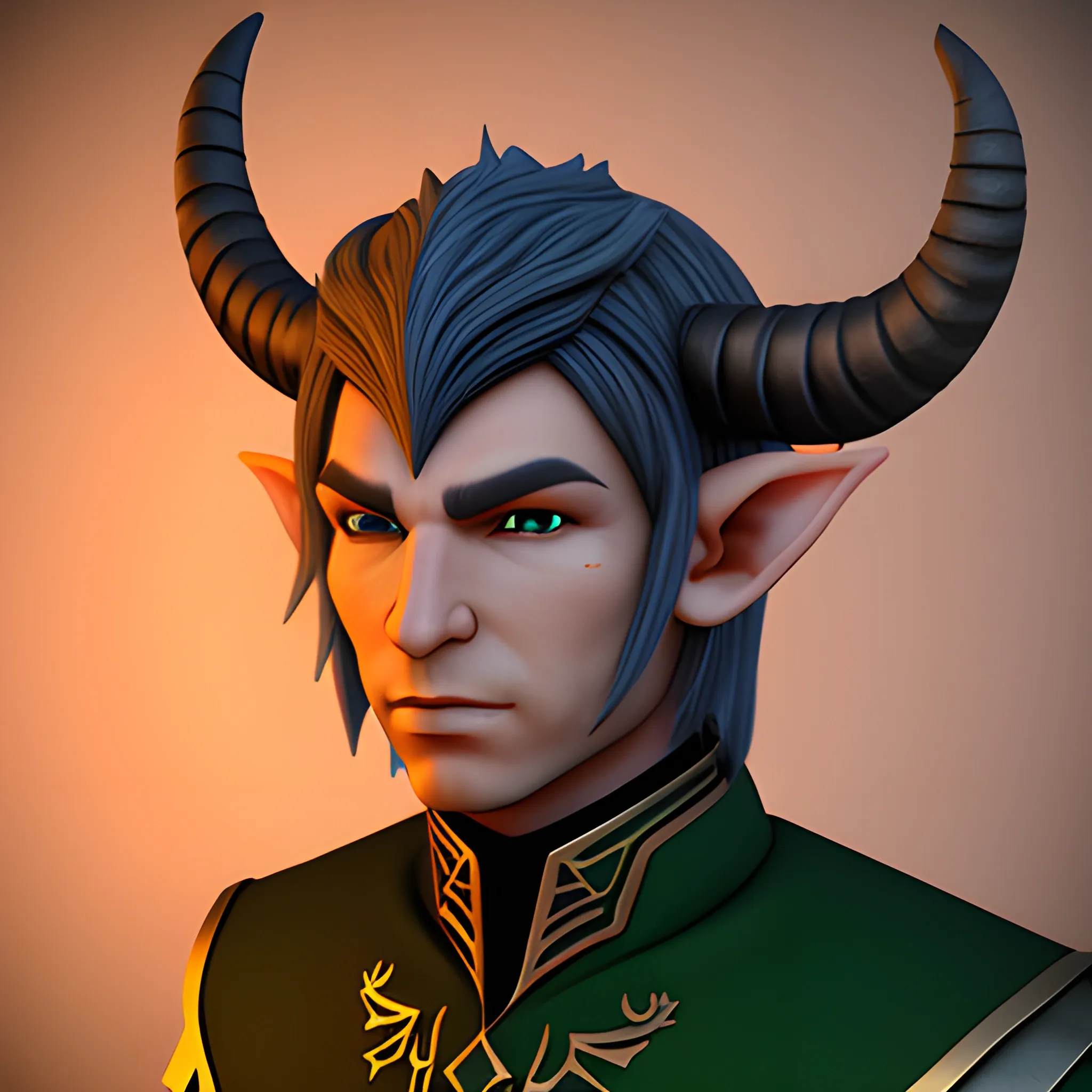 Male Elf with horns, 3D