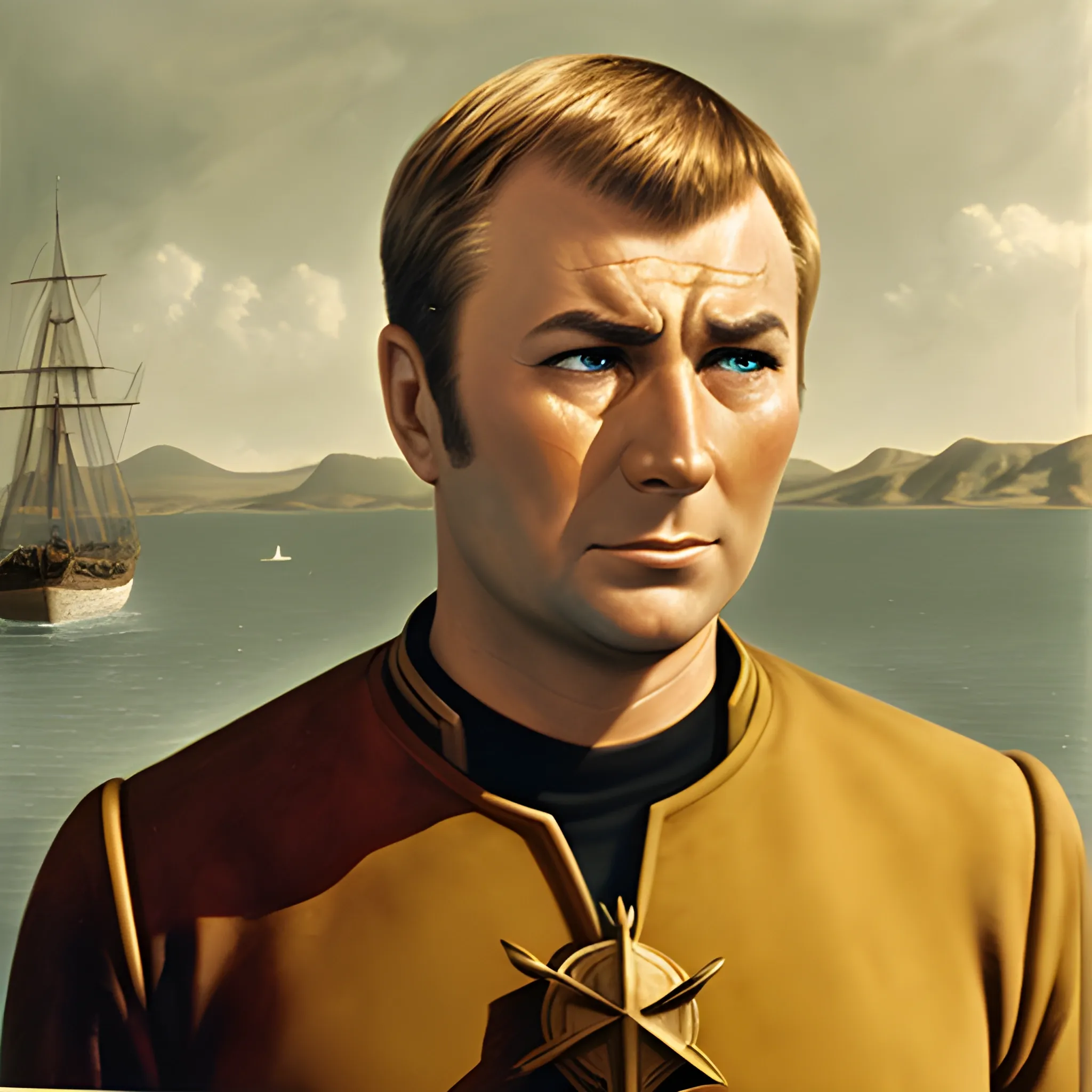 portrait, captian kirk, 
crying