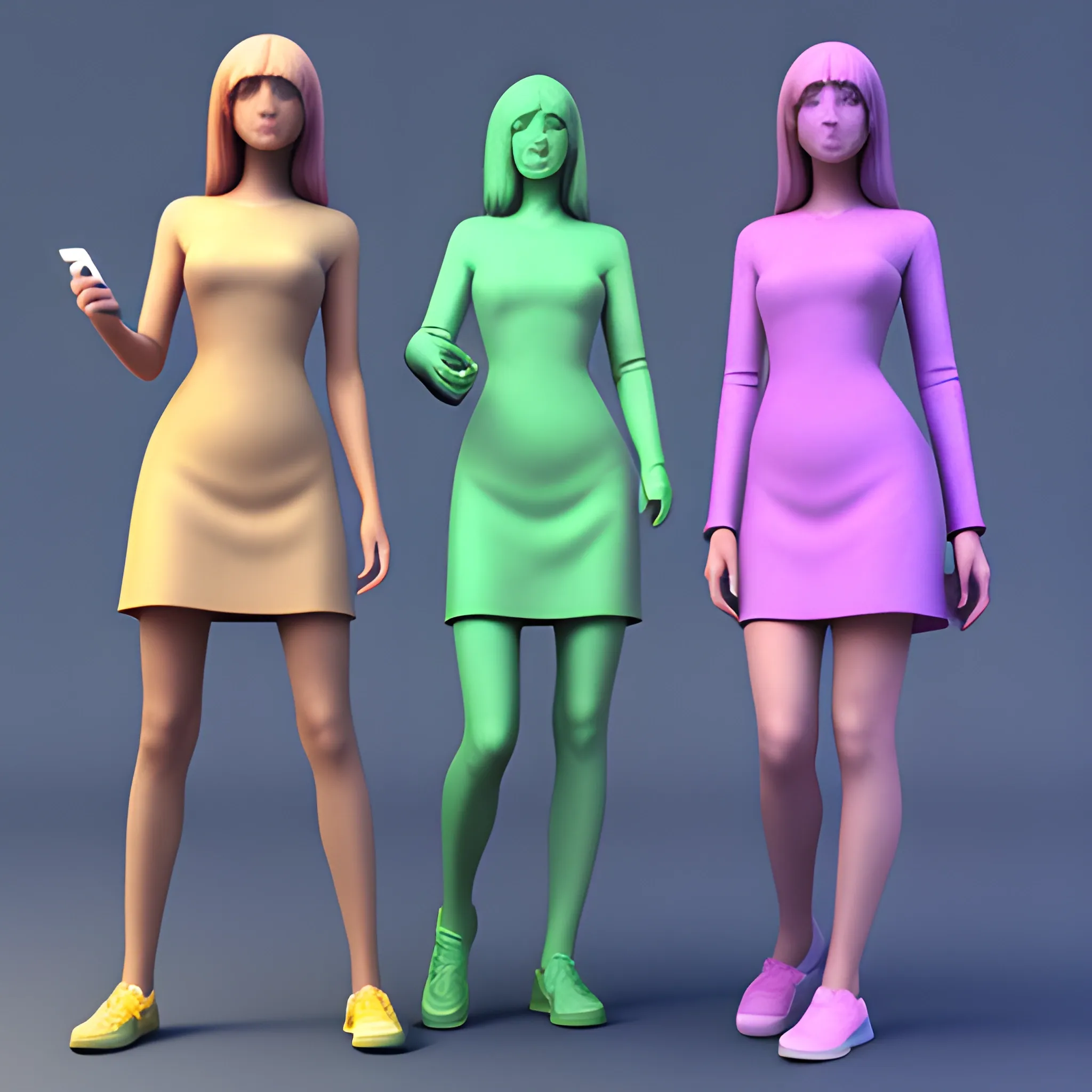Image of emerging, Women coming-out from Mobile screen, 3D render