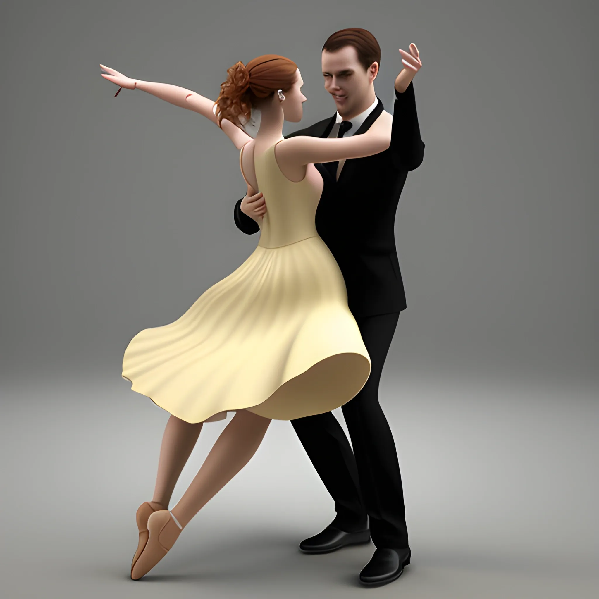 create a beautiful photo of man and woman dancing , 3D