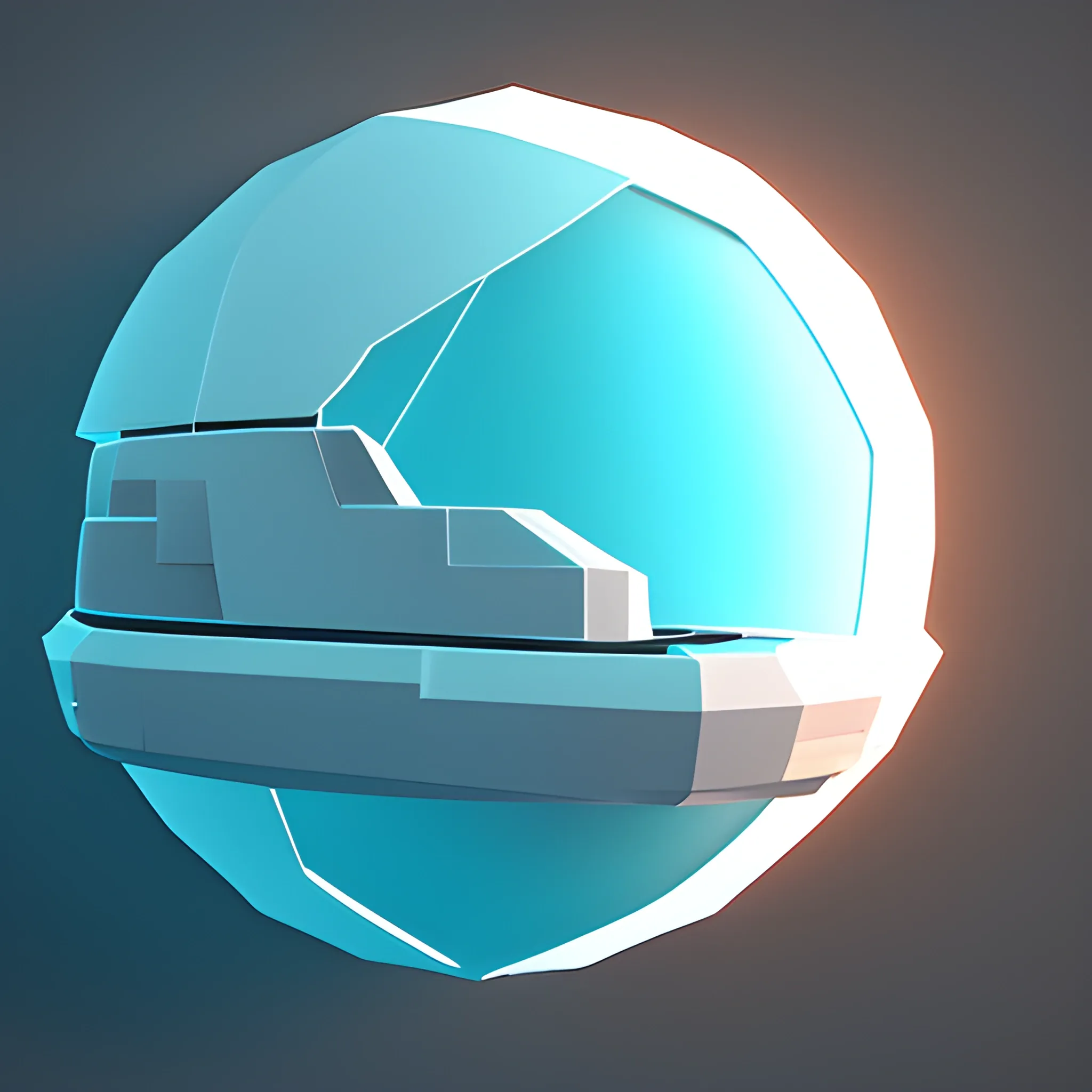 Isla flotante, estilo tron, low poly, 3D