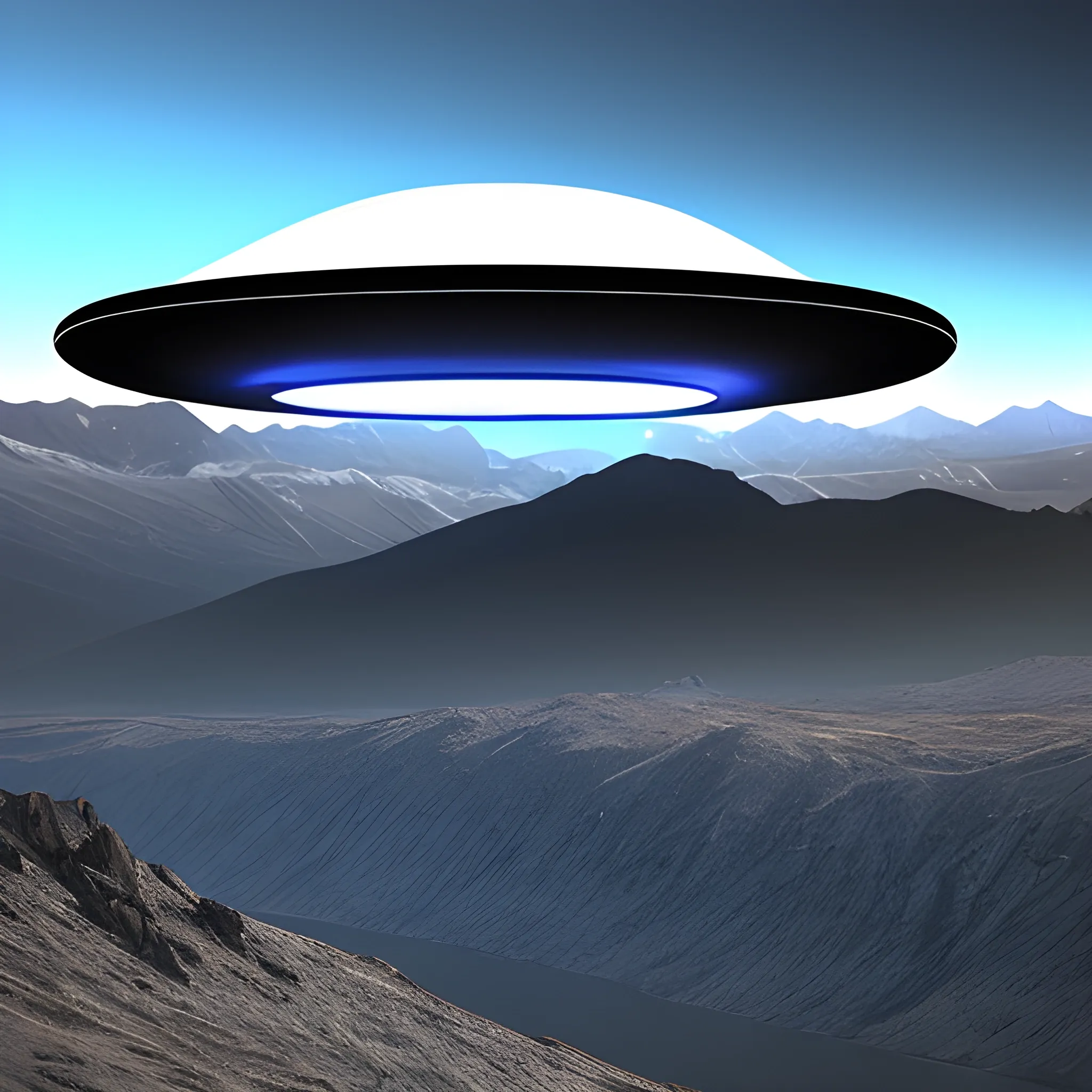 ufo over mountains , 3D - Arthub.ai