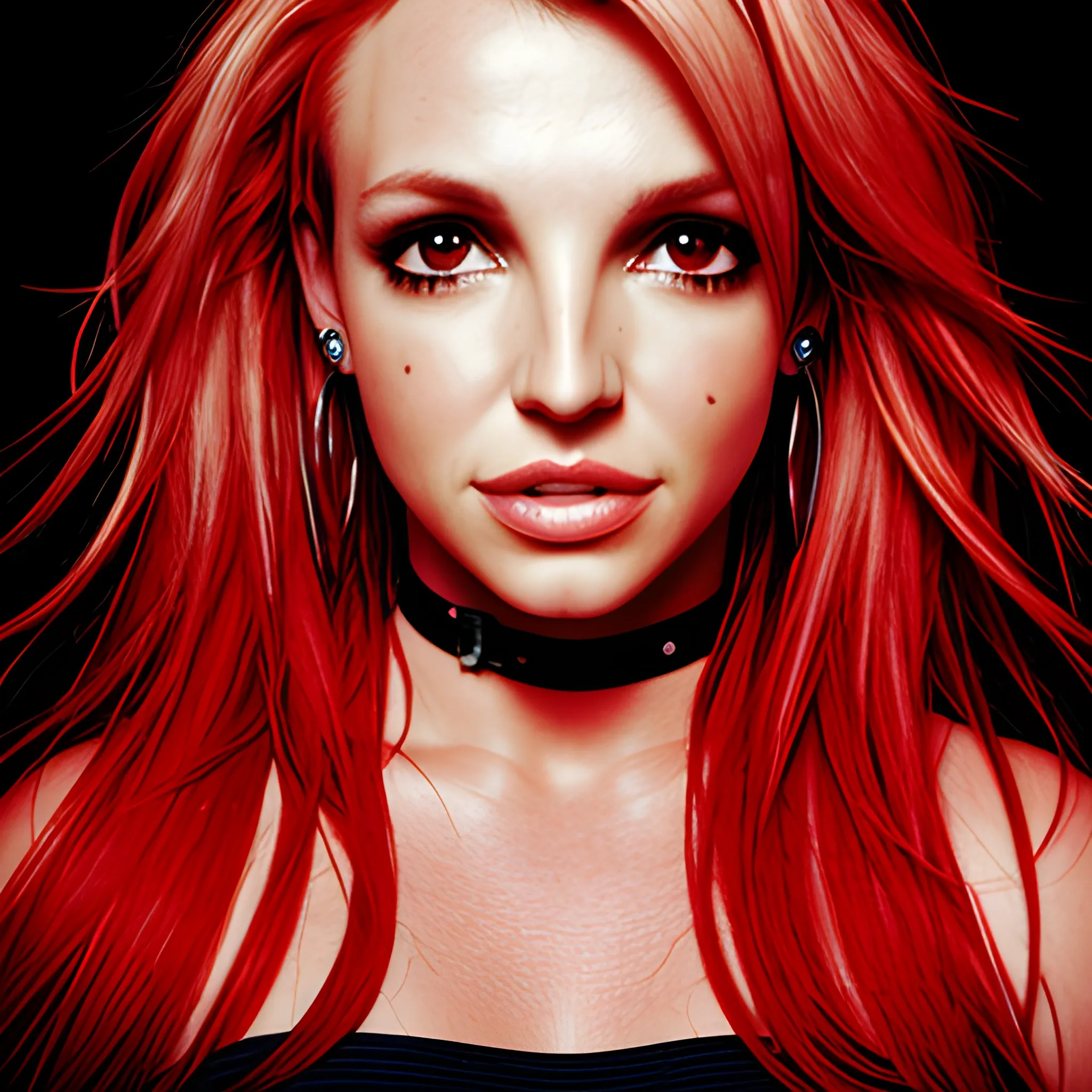 portrait, britney spears, red hair, crying