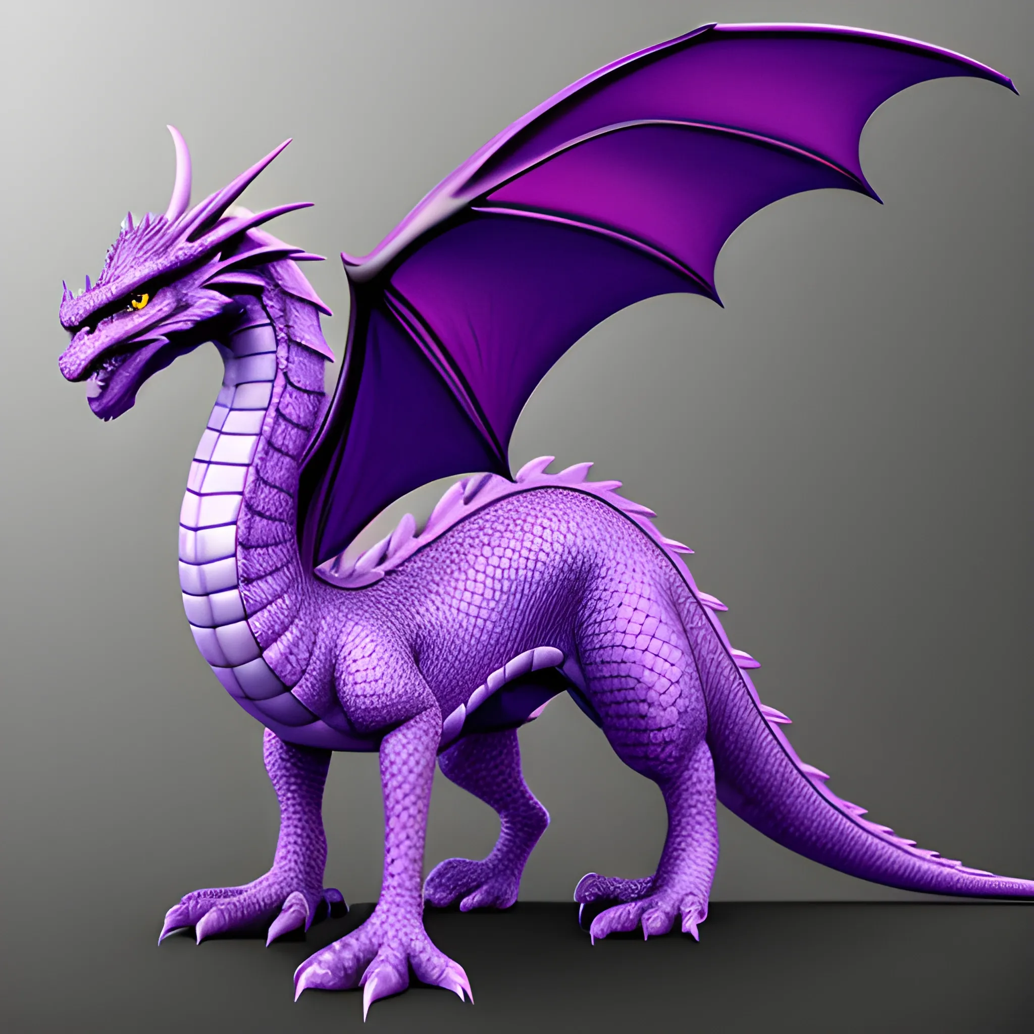 Dragon, PNG, realistic cartoon, withe and purple 4k