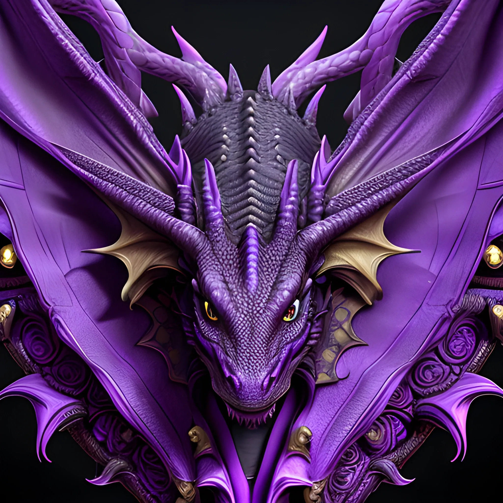 Dragon purple on a black background, logo, black background, digital art, highly detailed, fine detail, intricate, ornate, complex, octane render, unreal engine, photorealistic , Trippy, valentine themed dragon
