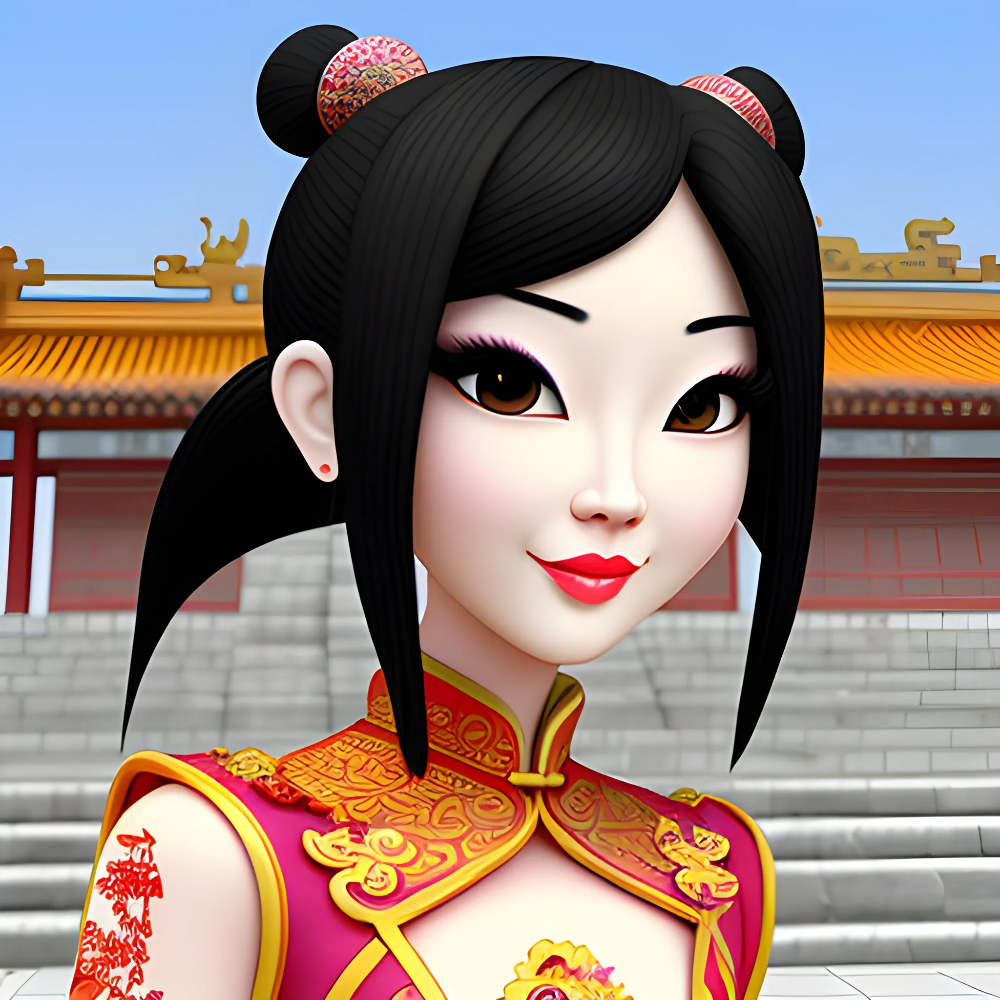 , Cartoon, 3D,beauty，Chinese style

