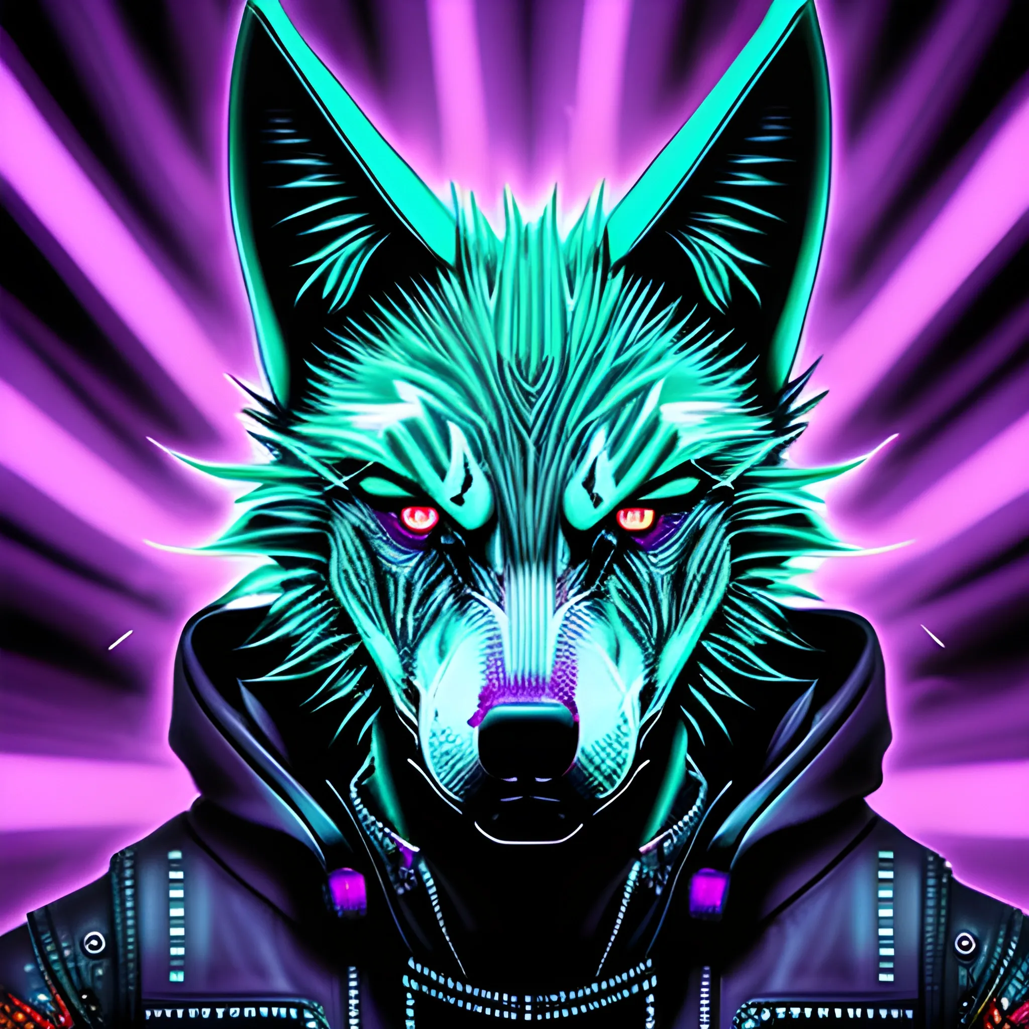 Angry Cyberpunk wolf
, Trippy