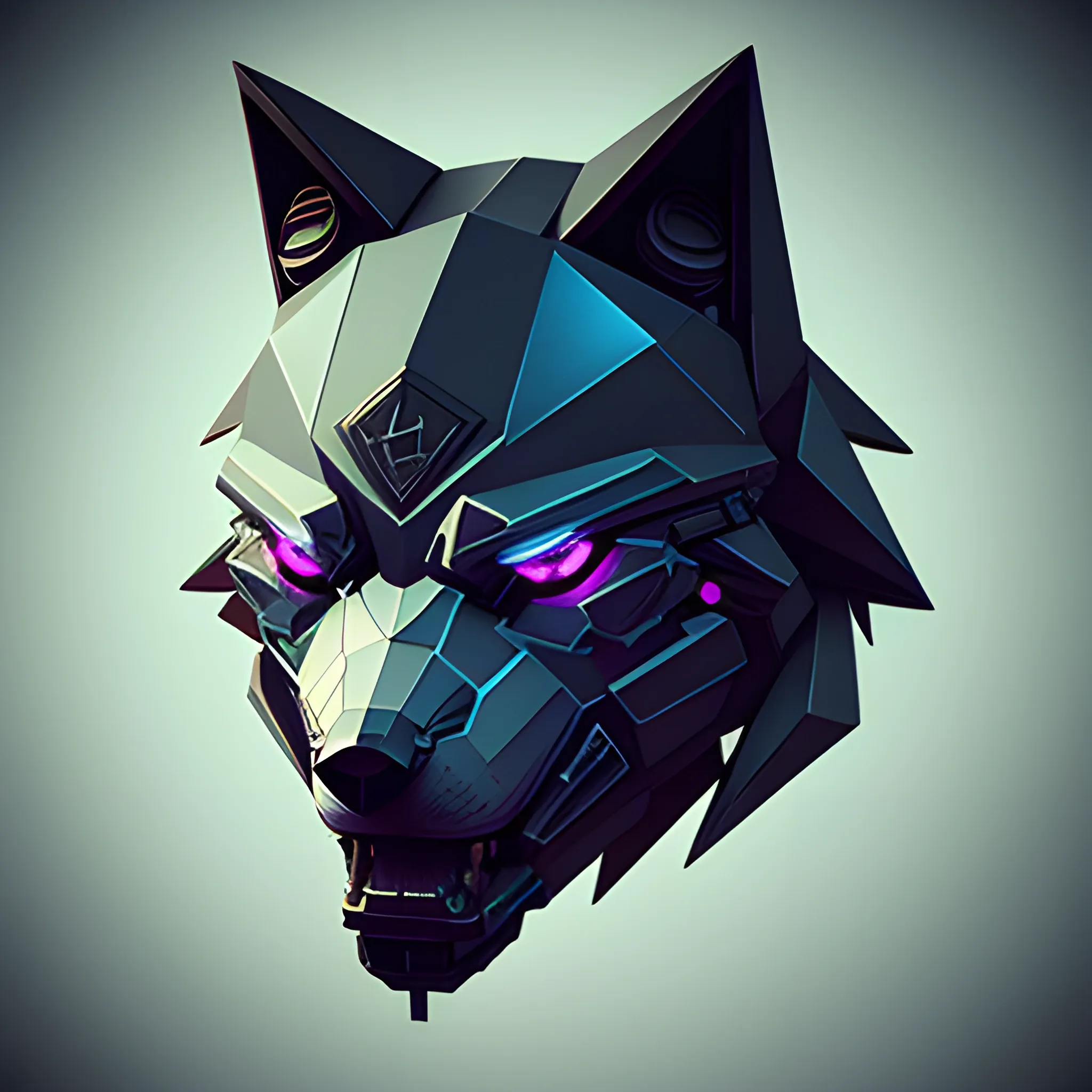 Cyberpunk lone angry wolf  logo 
, 3D