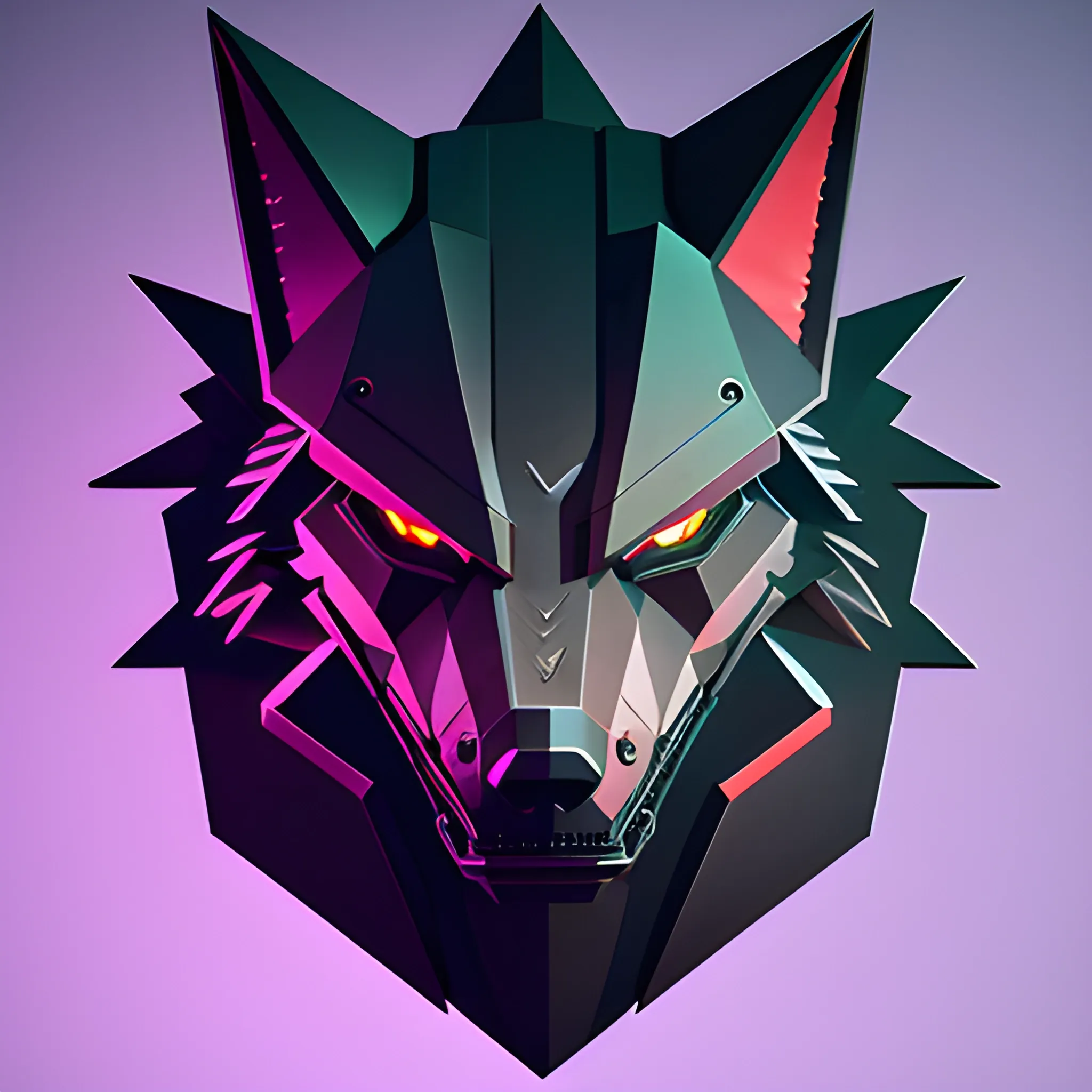 Cyberpunk lone angry wolf  logo 
, 3D, Cartoon