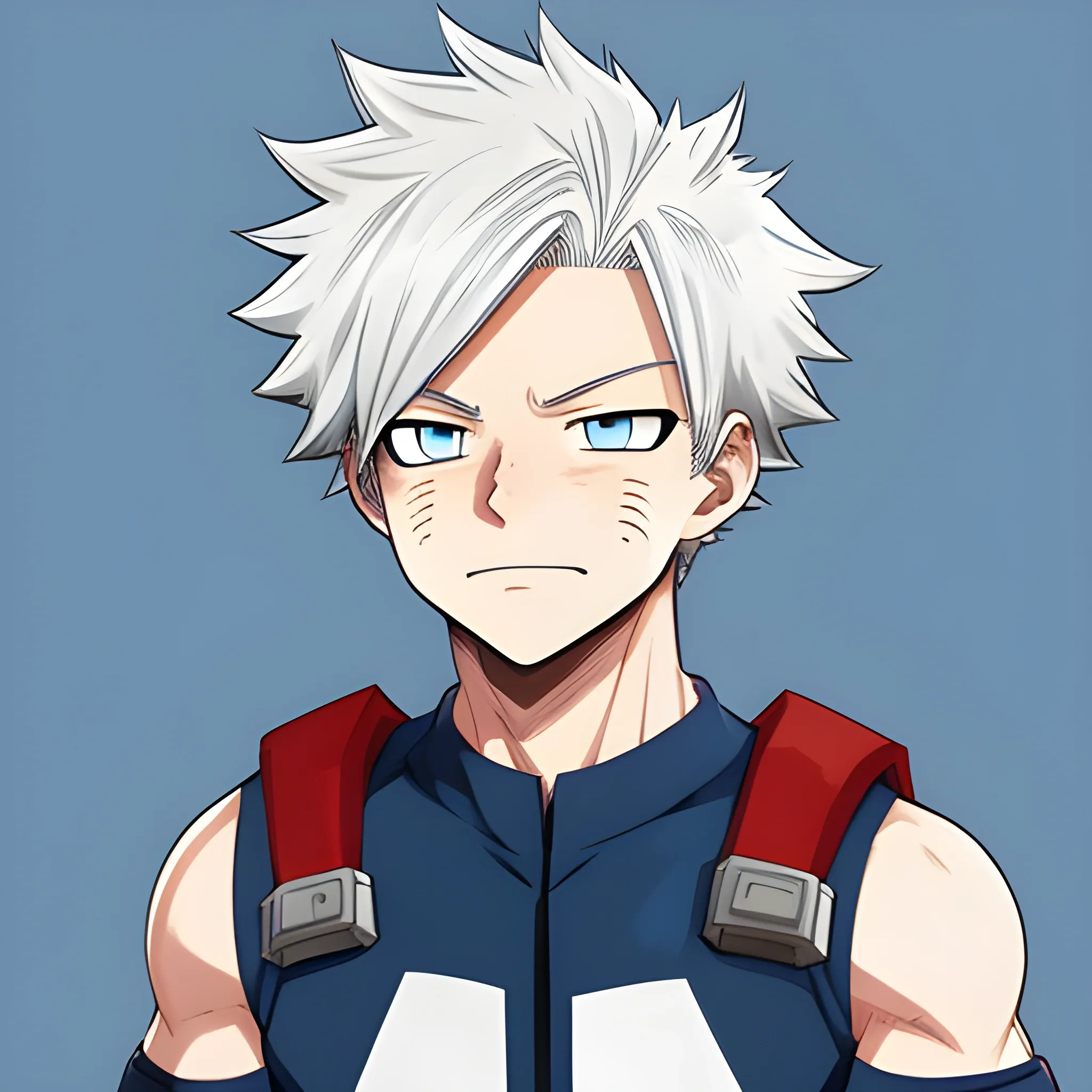 My hero academia, Male, White hair, blue eyes, Short hair