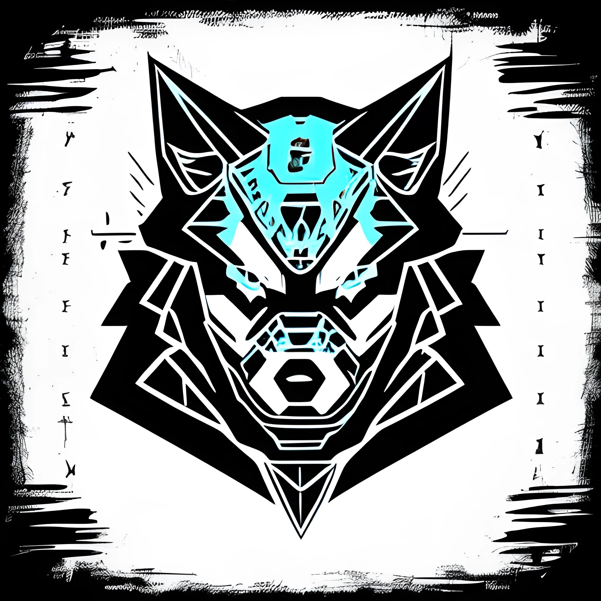 Cyberpunk lone angry wolf  logo outline
 Cartoon,
