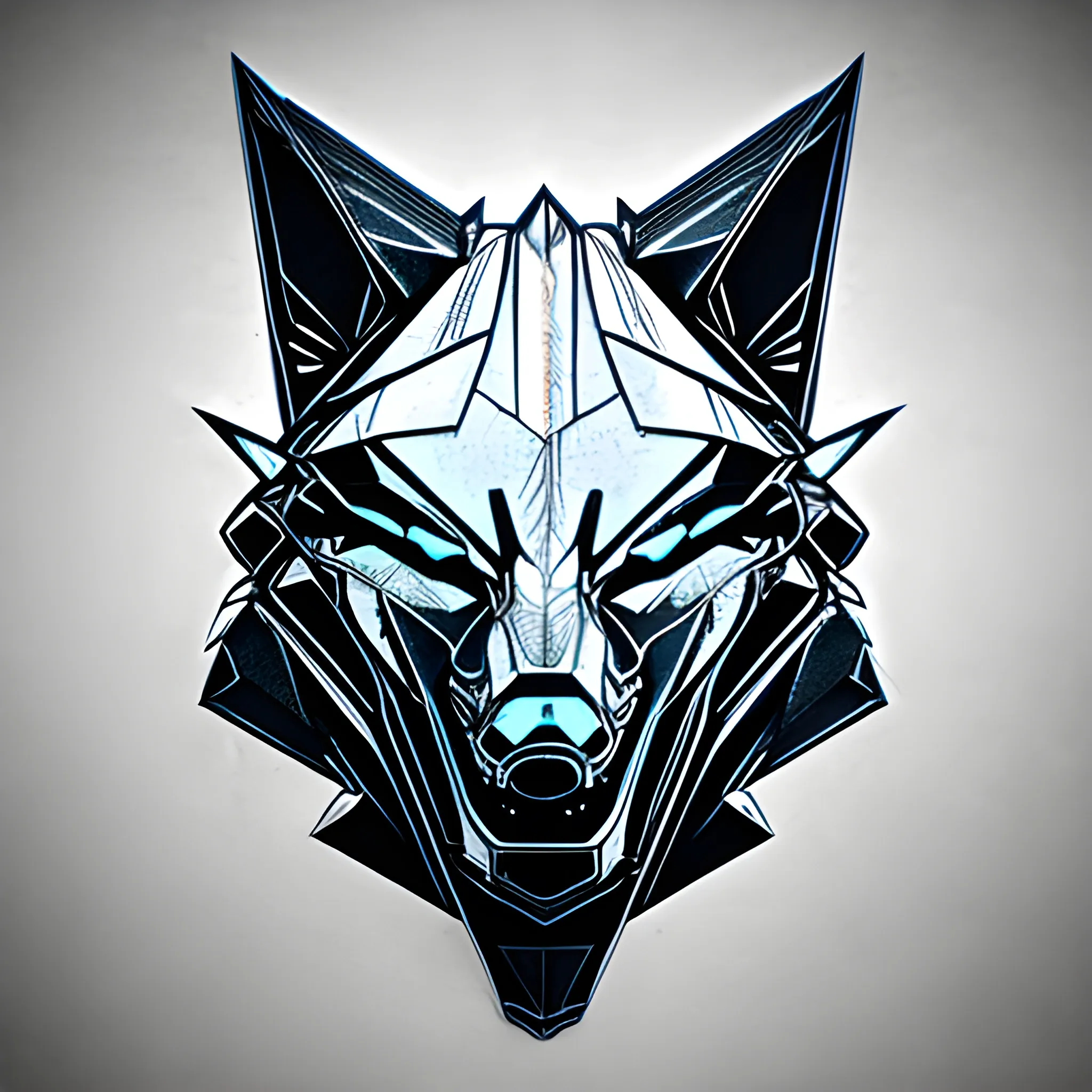 Cyberpunk lone angry wolf  logo outline
, 3D, Trippy, Pencil Sketch