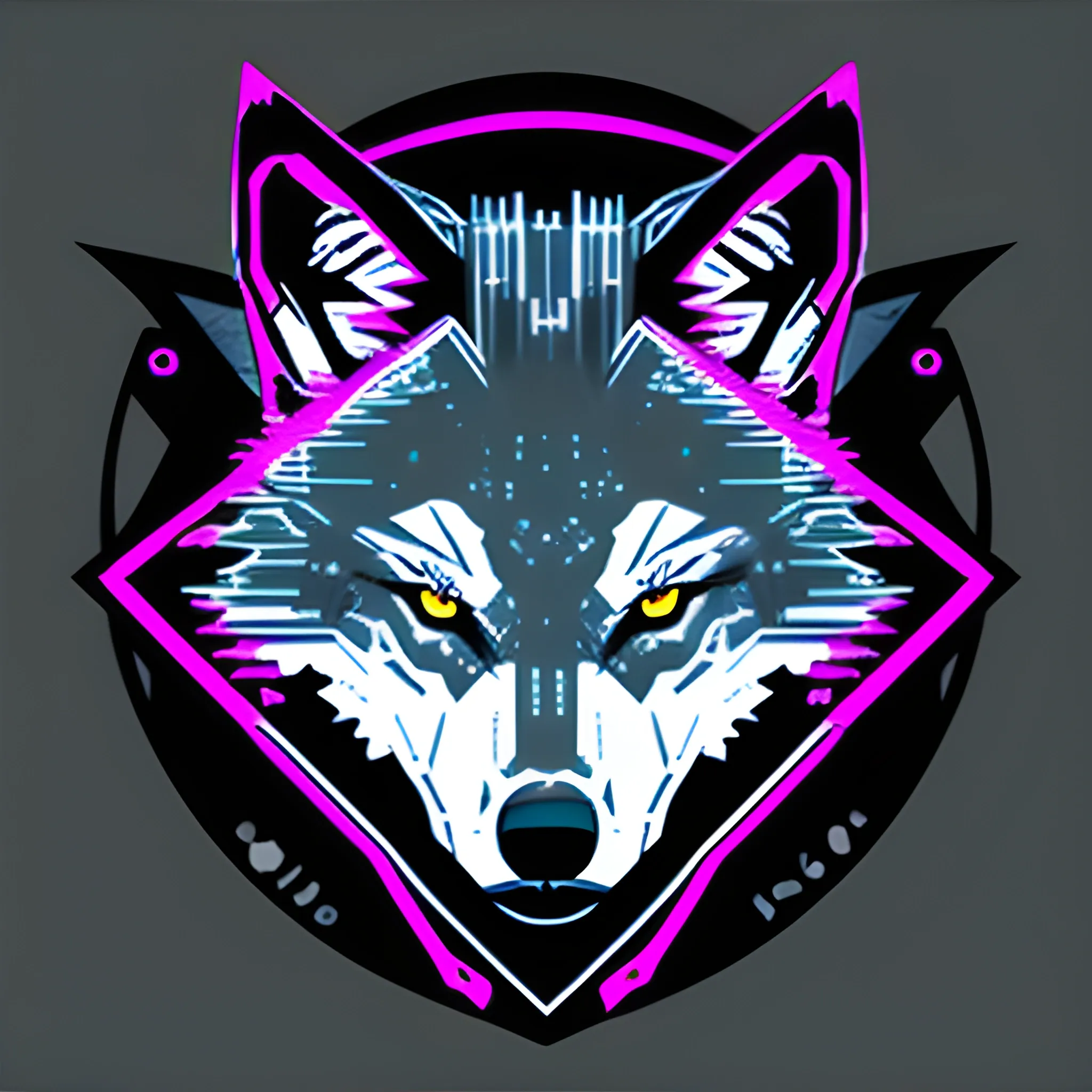 Sad wolf cyberpunk logo 