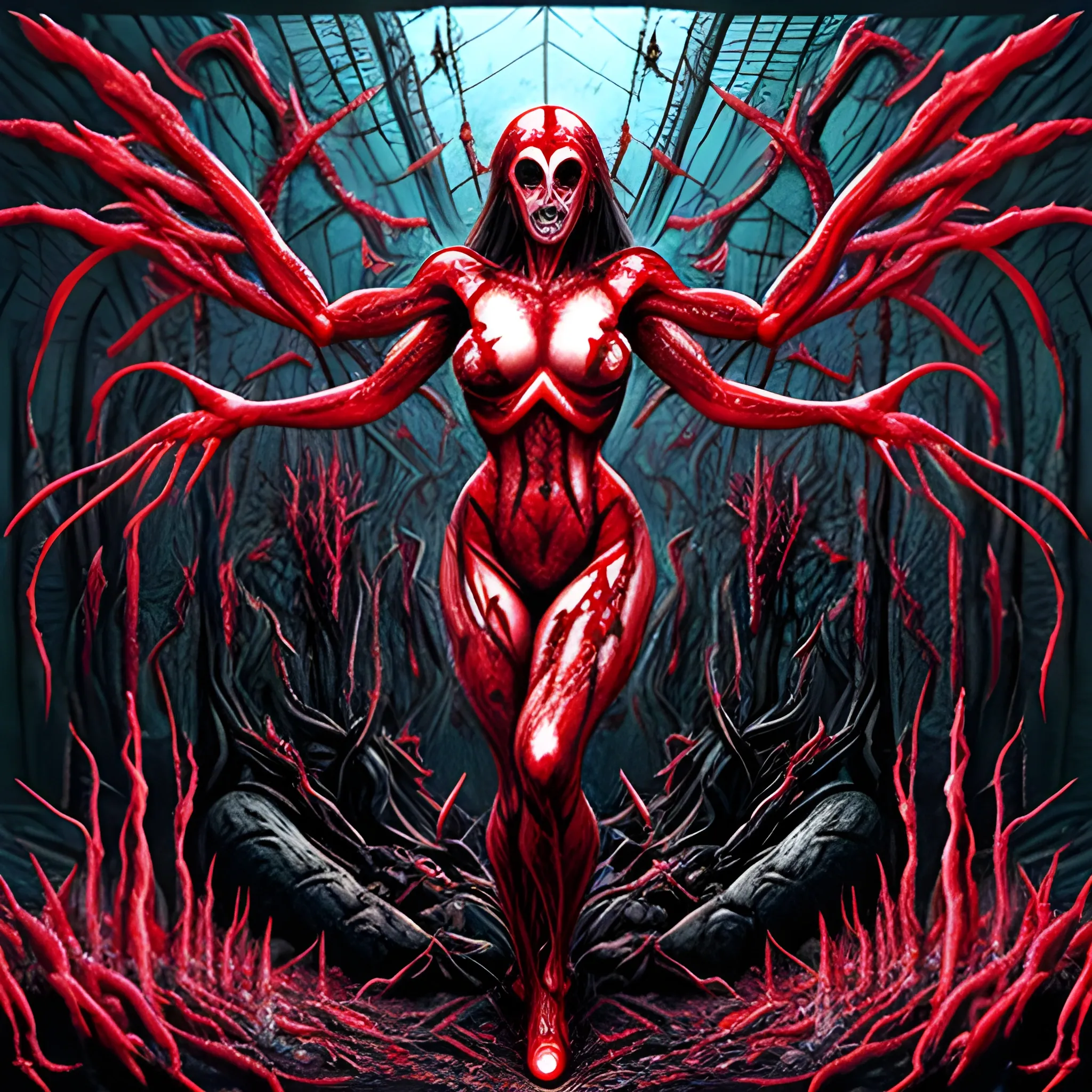 entire body girl blood machine ultrahuman weirdcore trauma