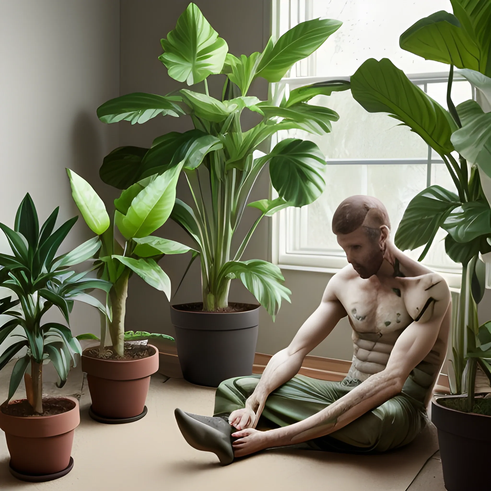plants groing on a human sitting and killing him