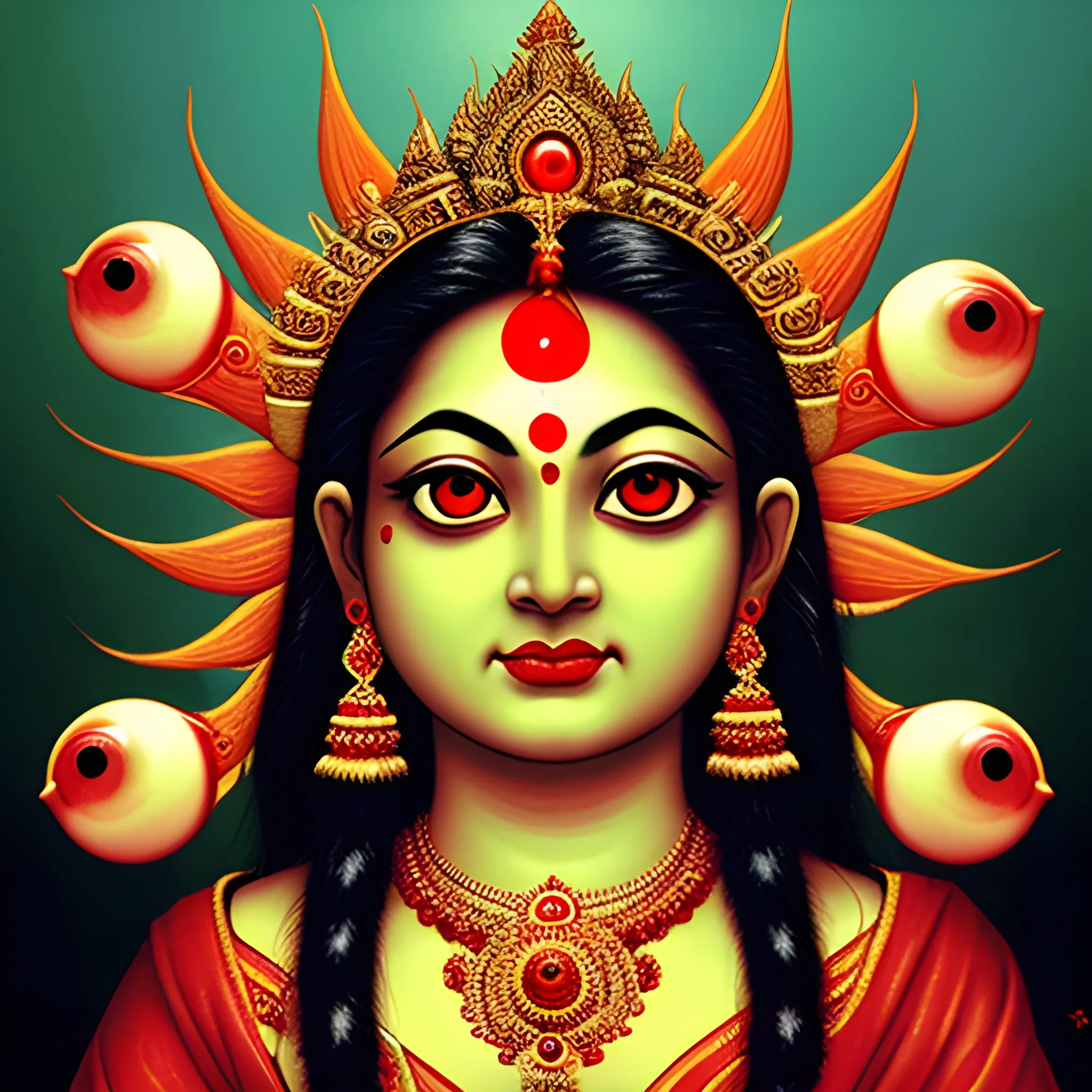 hindu goddess oral eyes floating blood