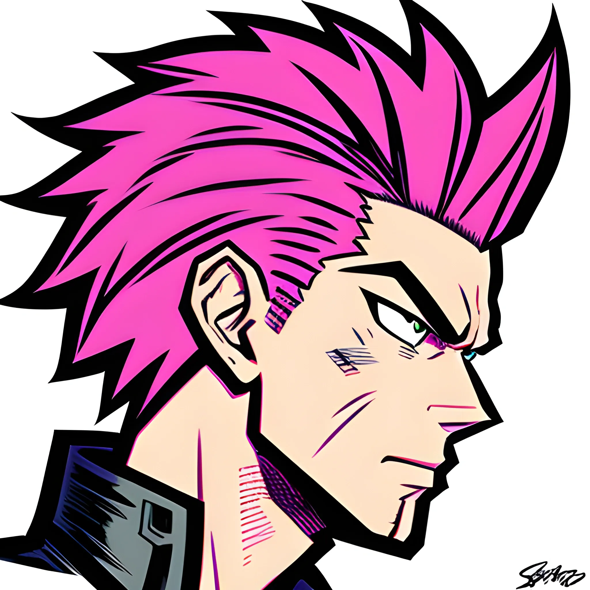 My Hero academia art style boy with pink Mohawk 