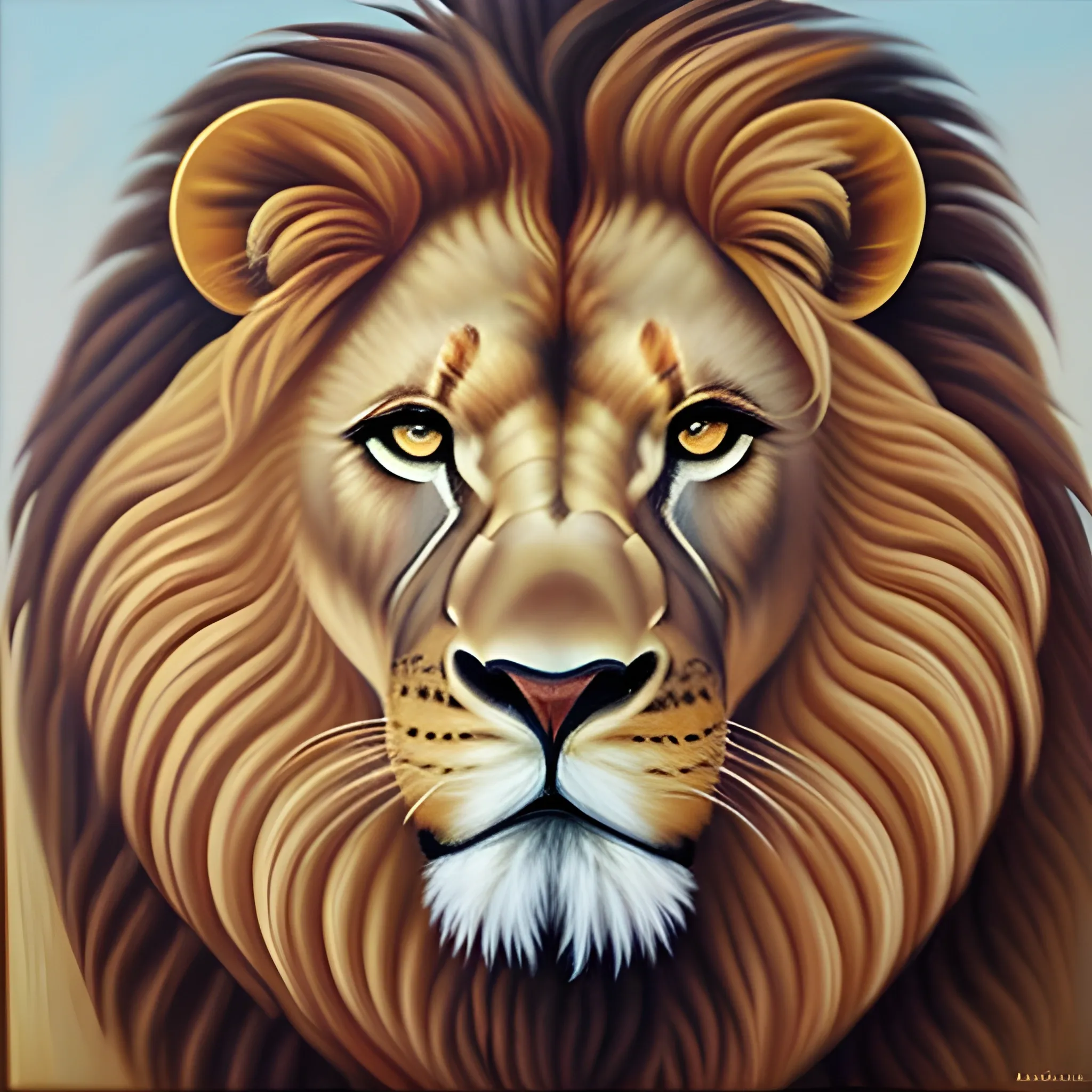 , Oil Painting, lion