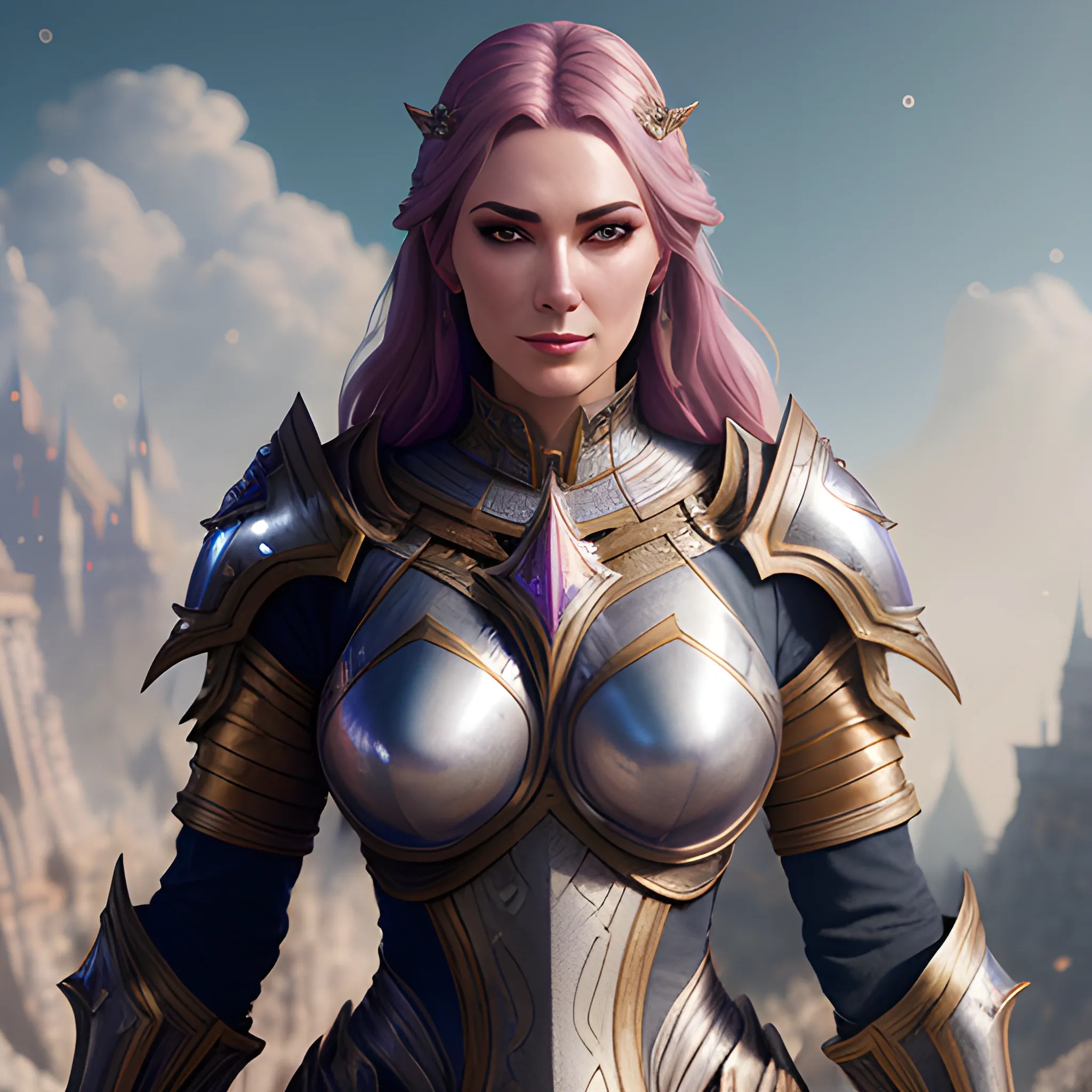 girl, girl in armor, fantasy,  sparkles, magic, 8k, high resolution, high quality, photorealistic, hyperrealistic, detailed, detailed matte painting, deep color, fantastical, intricate detail, splash screen, complementary colors, fantasy concept art, 8k resolution trending on Artstation Unreal Engine, 