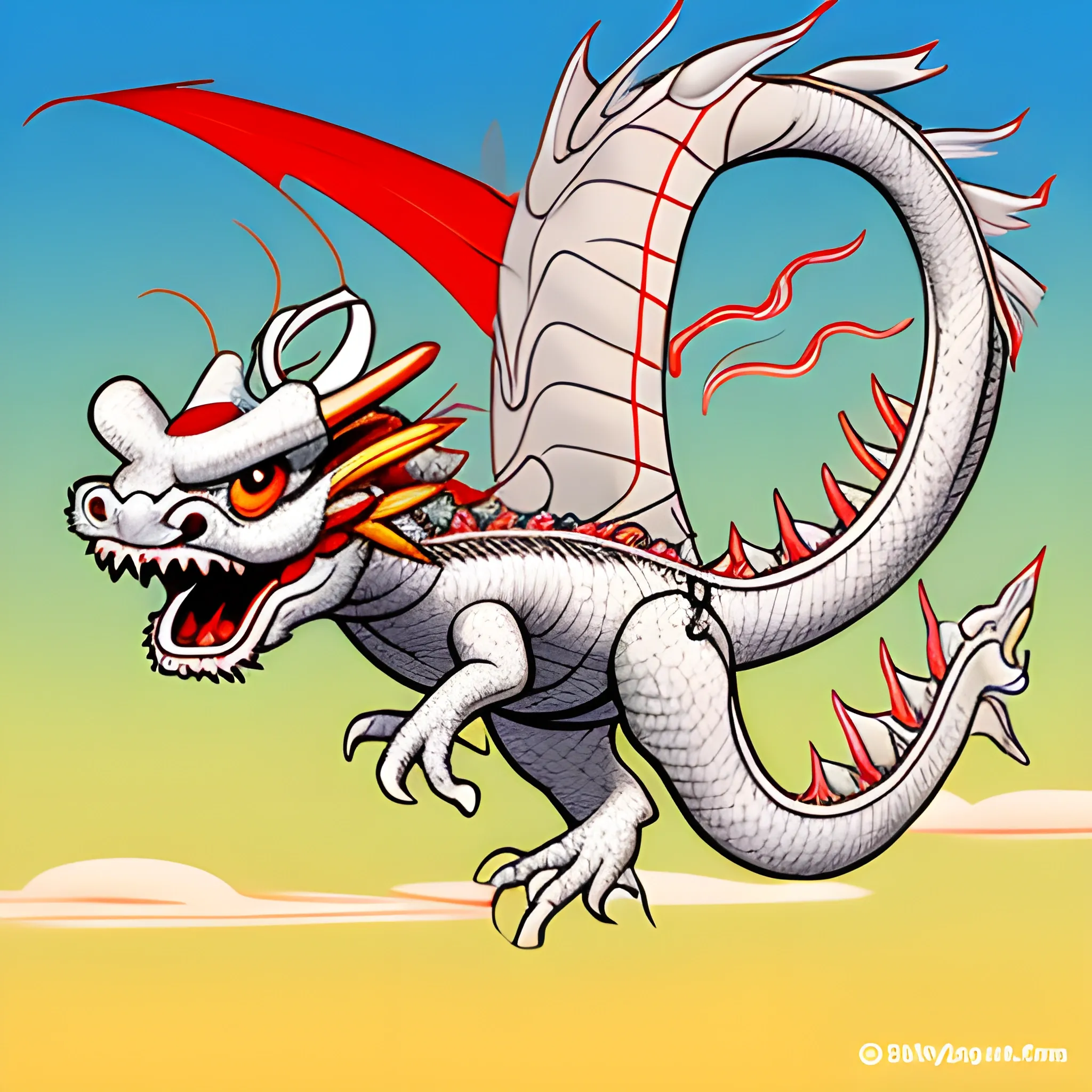 flying,chinese dragon, Cartoon