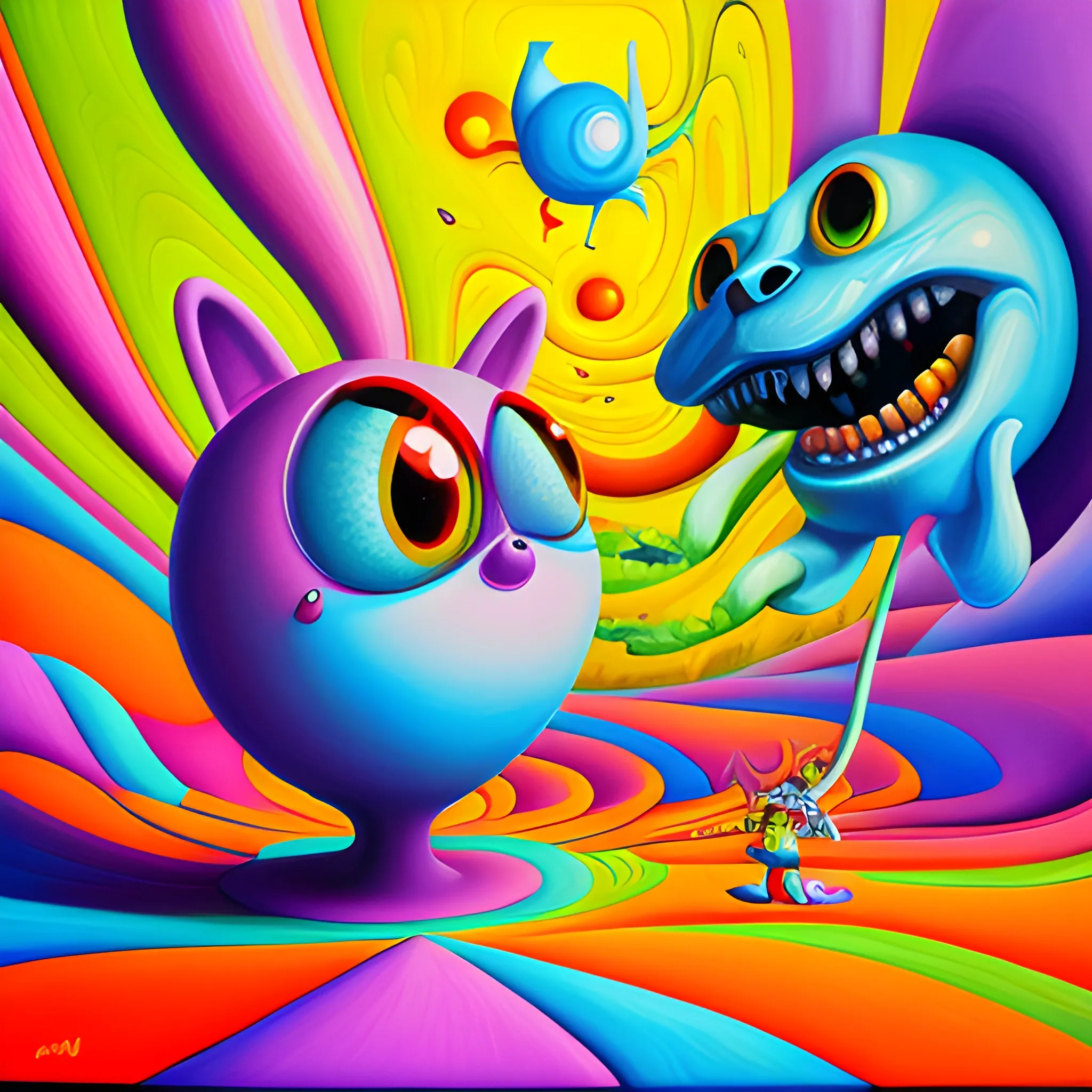 , Trippy, Cartoon, 3D, Oil Painting