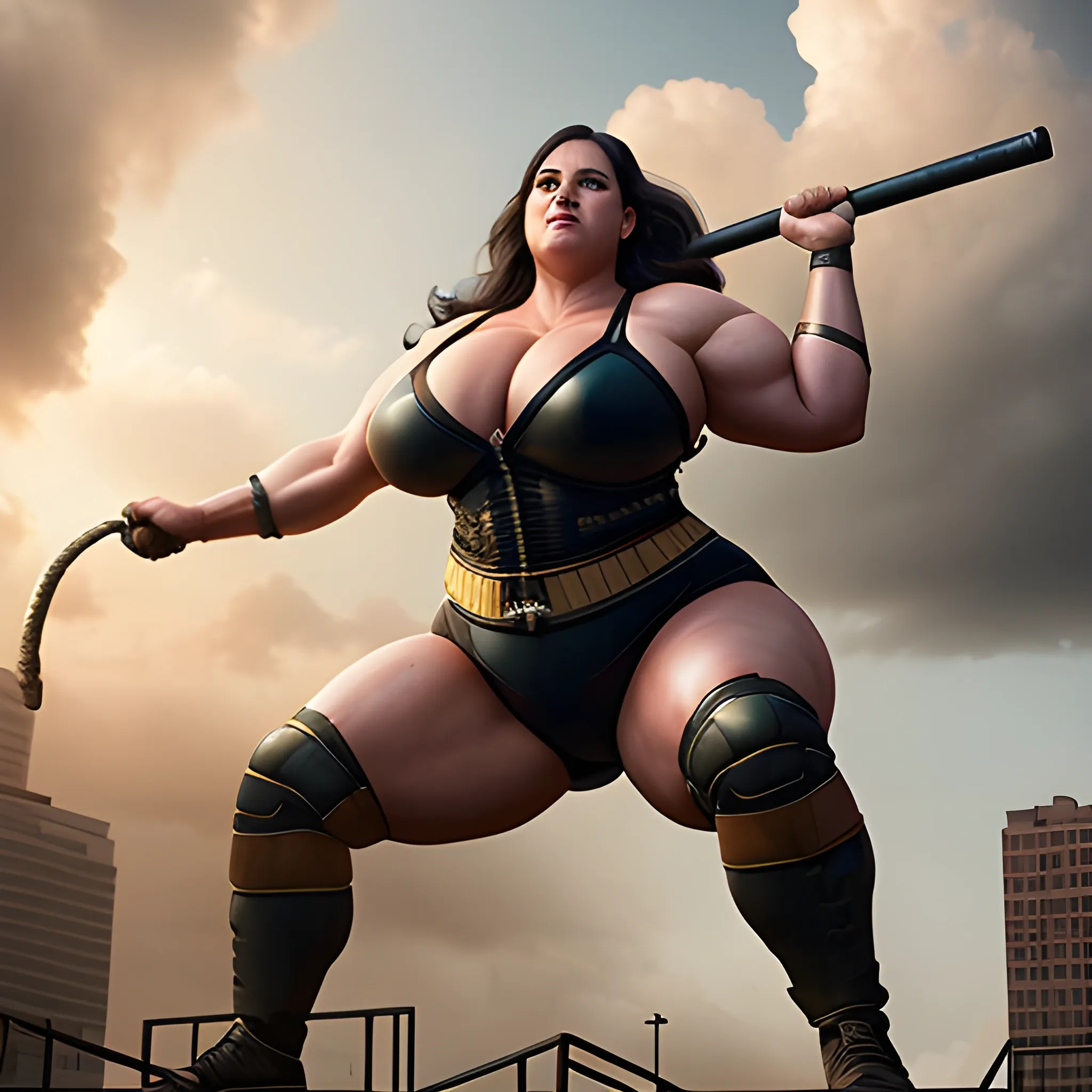 Big strong Amazon ssbbw woman lifting arm , dramatic lighting, cinematichh, establishing shot, extremly high detail, photorealistic, cinematic lighting, 