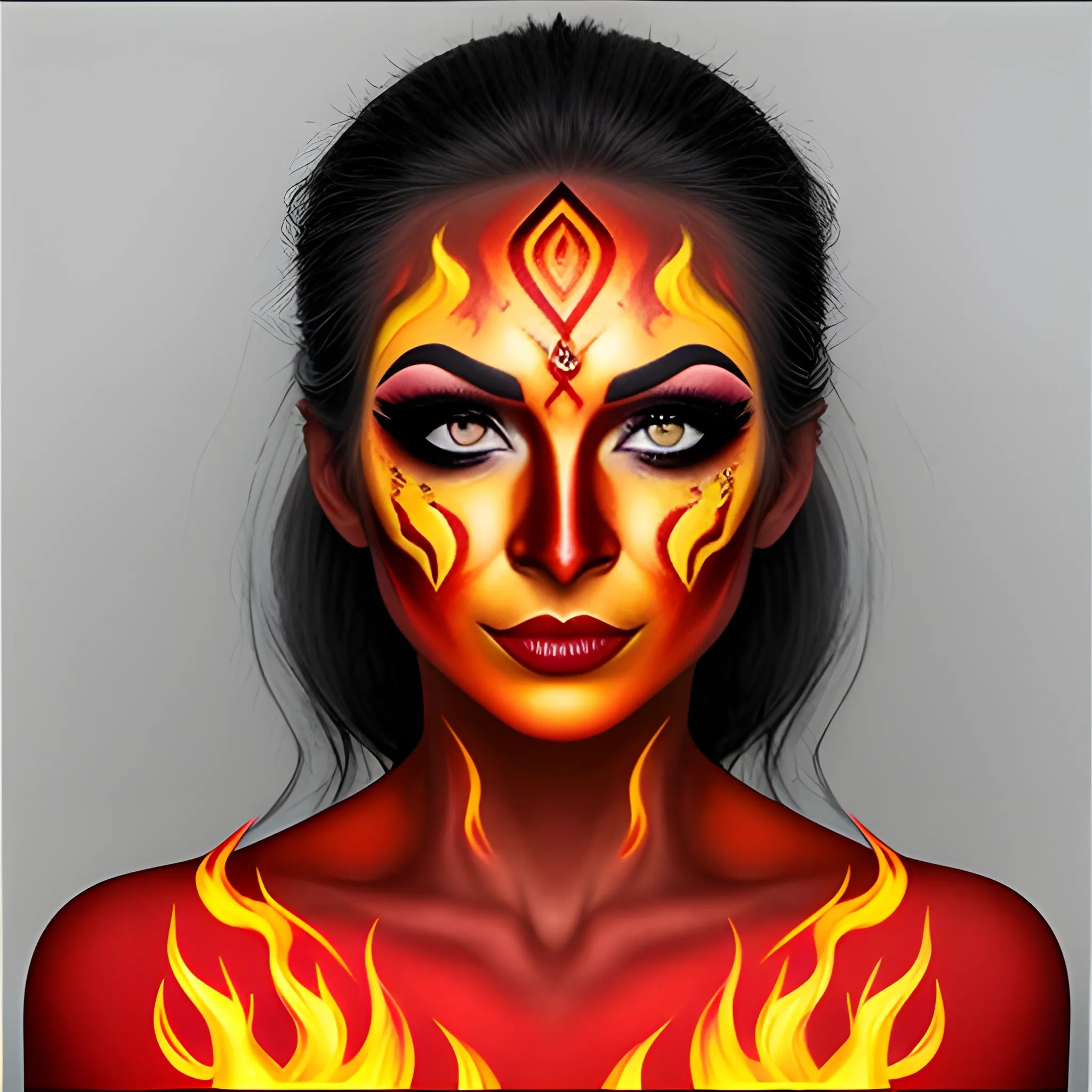 fire woman makeup on face