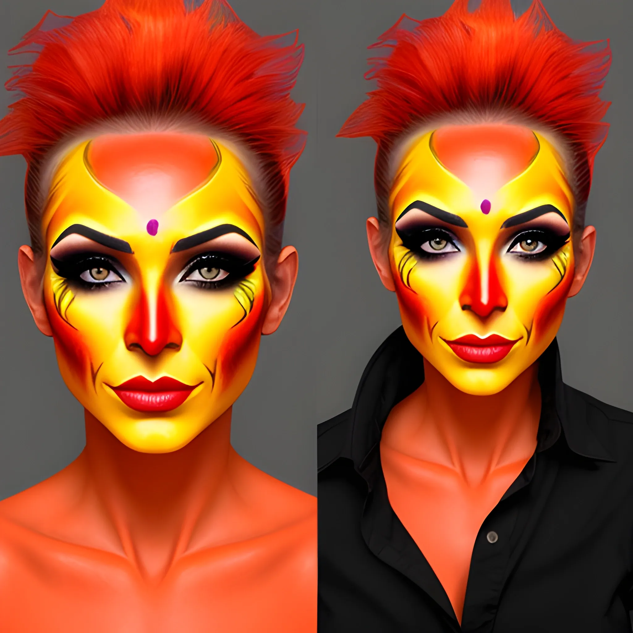fire woman makeup on face