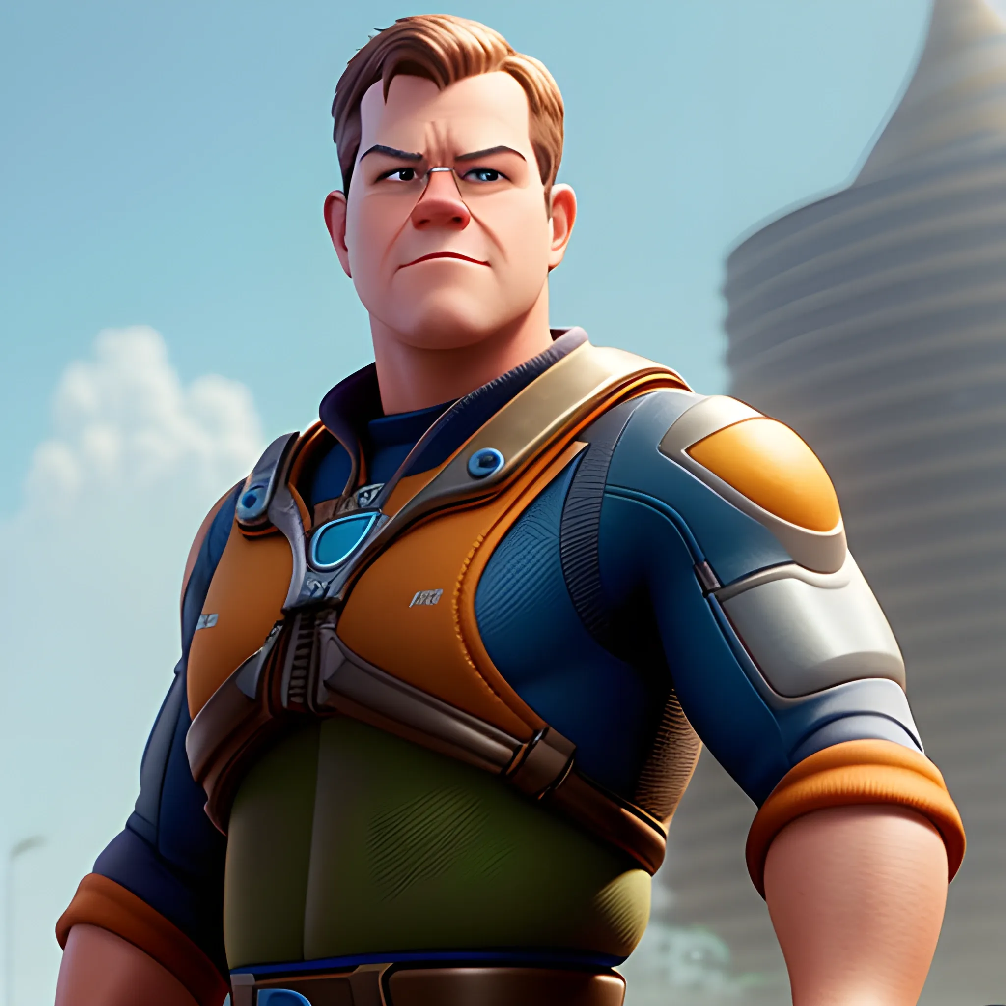 matt damon as a pixar disney character from up ( 2 0 0 9 ), unreal engine, octane render, 3 d render, photorealistic - c 1 1 , 3D