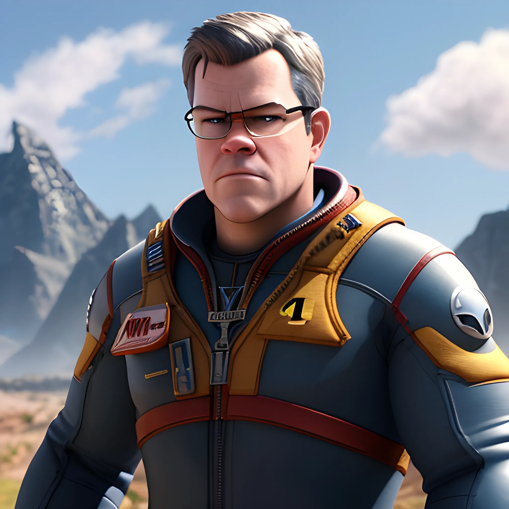 matt damon as a pixar disney character from up ( 2 0 0 9 ), unreal engine, octane render, 3 d render, photorealistic - c 1 1 , , Trippy