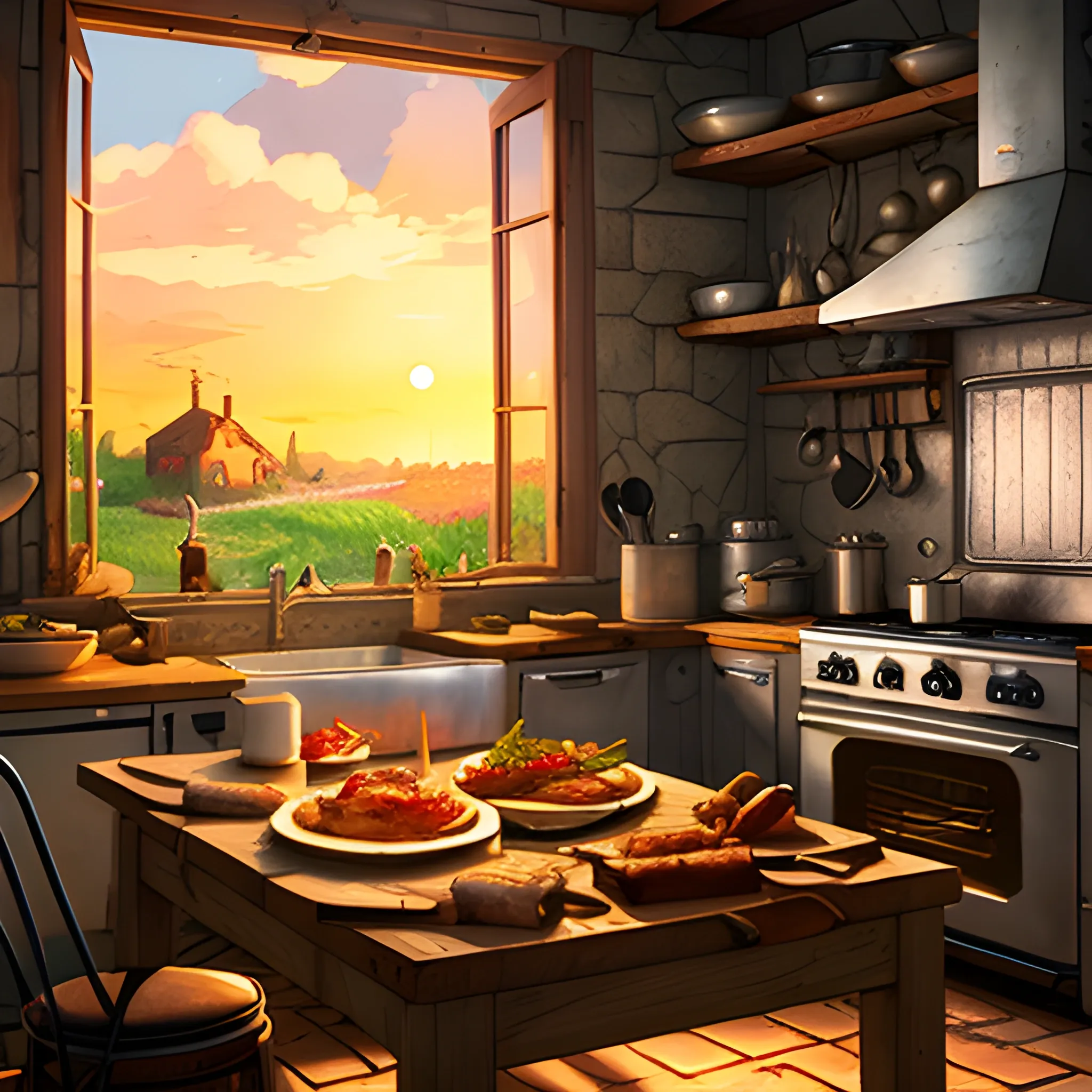 Kitchen, mizuasagi, anime, manga, room, realistic, pink, HD wallpaper |  Peakpx