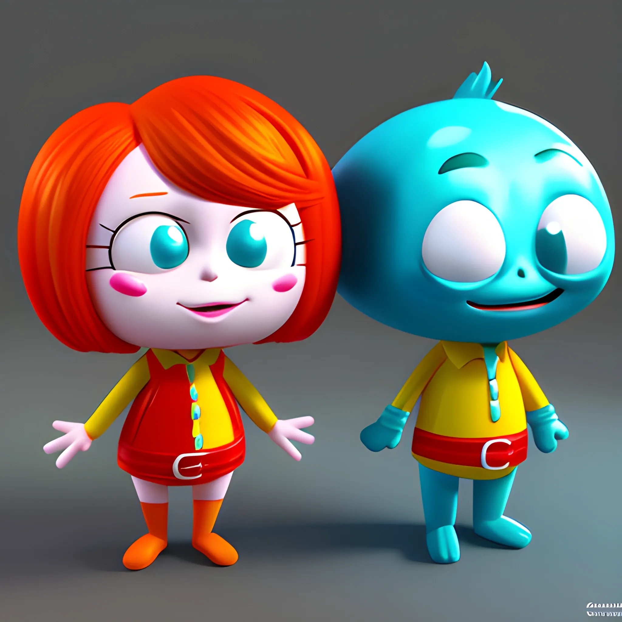 christina hendricks as gumball characters, 3 d render, blender, , 3D