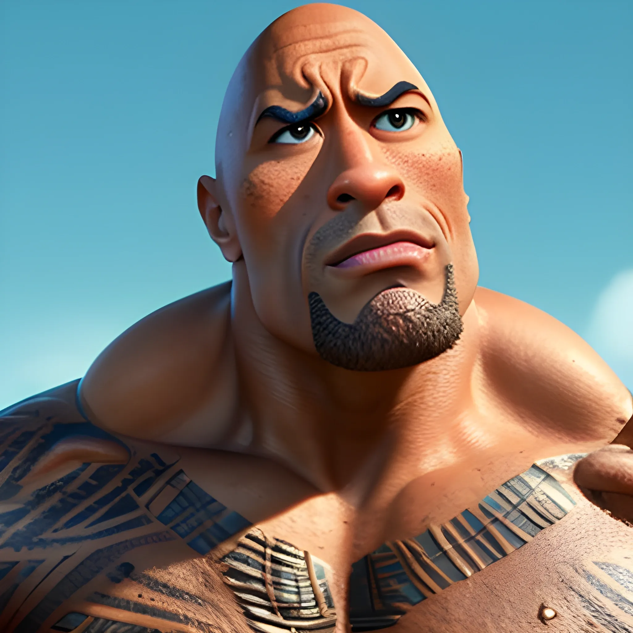 screenshot of Dwayne Johnson Eyebrow in a pixar movie
