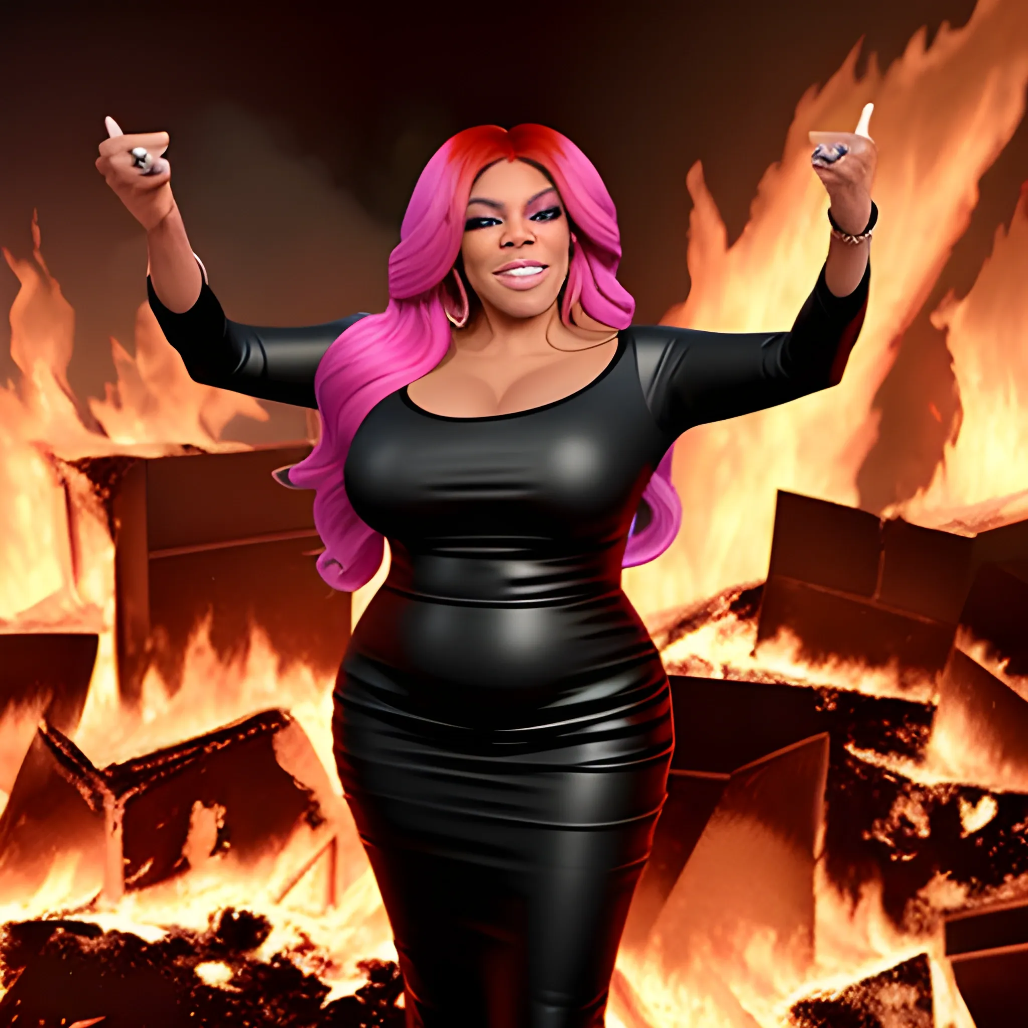 wendy williams doing hot topics while on fire, 3d