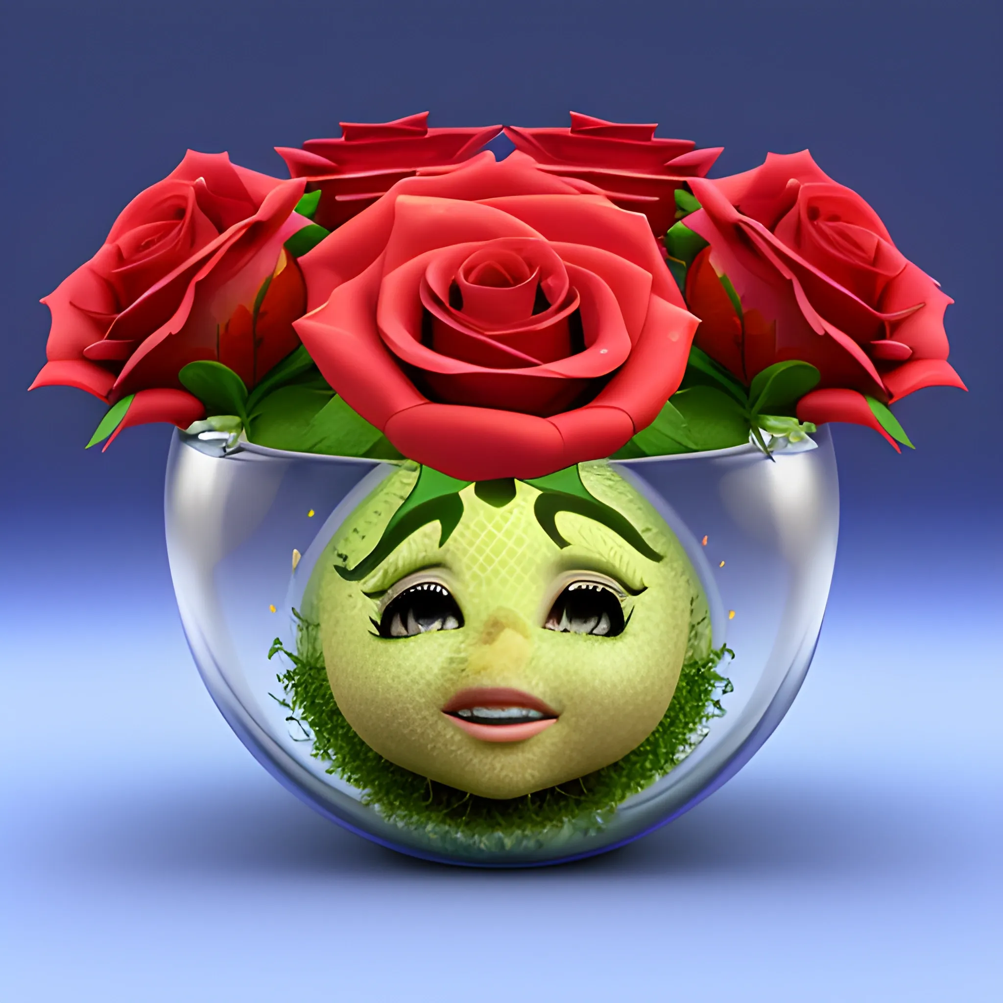 a rose sprouting from the ground and mariah carey is growing inside of it, 3d