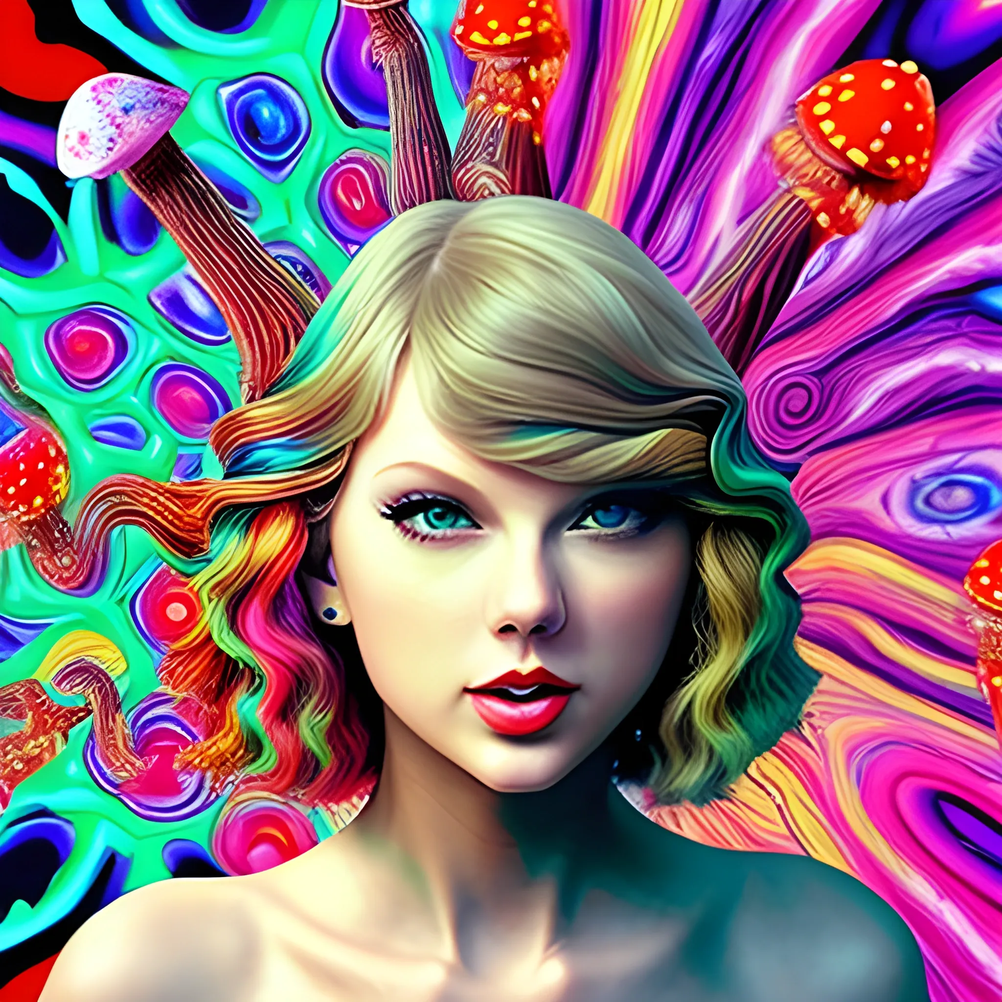 taylor swift as a psychedelic mushroom
, Trippy