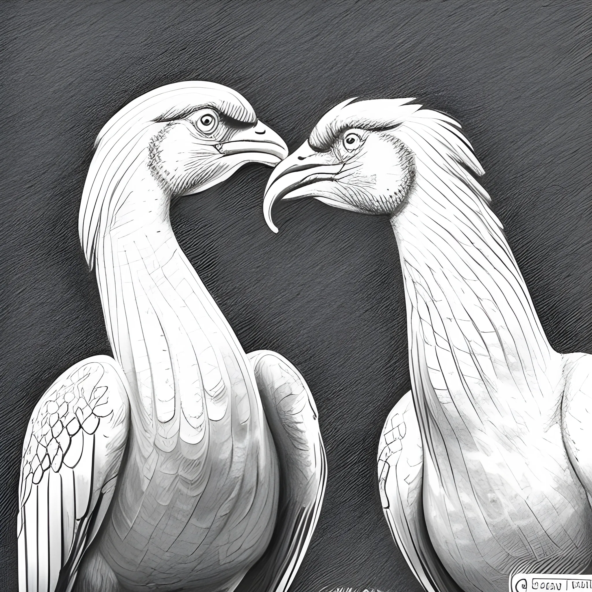 Dos Gallos peleando entre ellos, Pencil Sketch