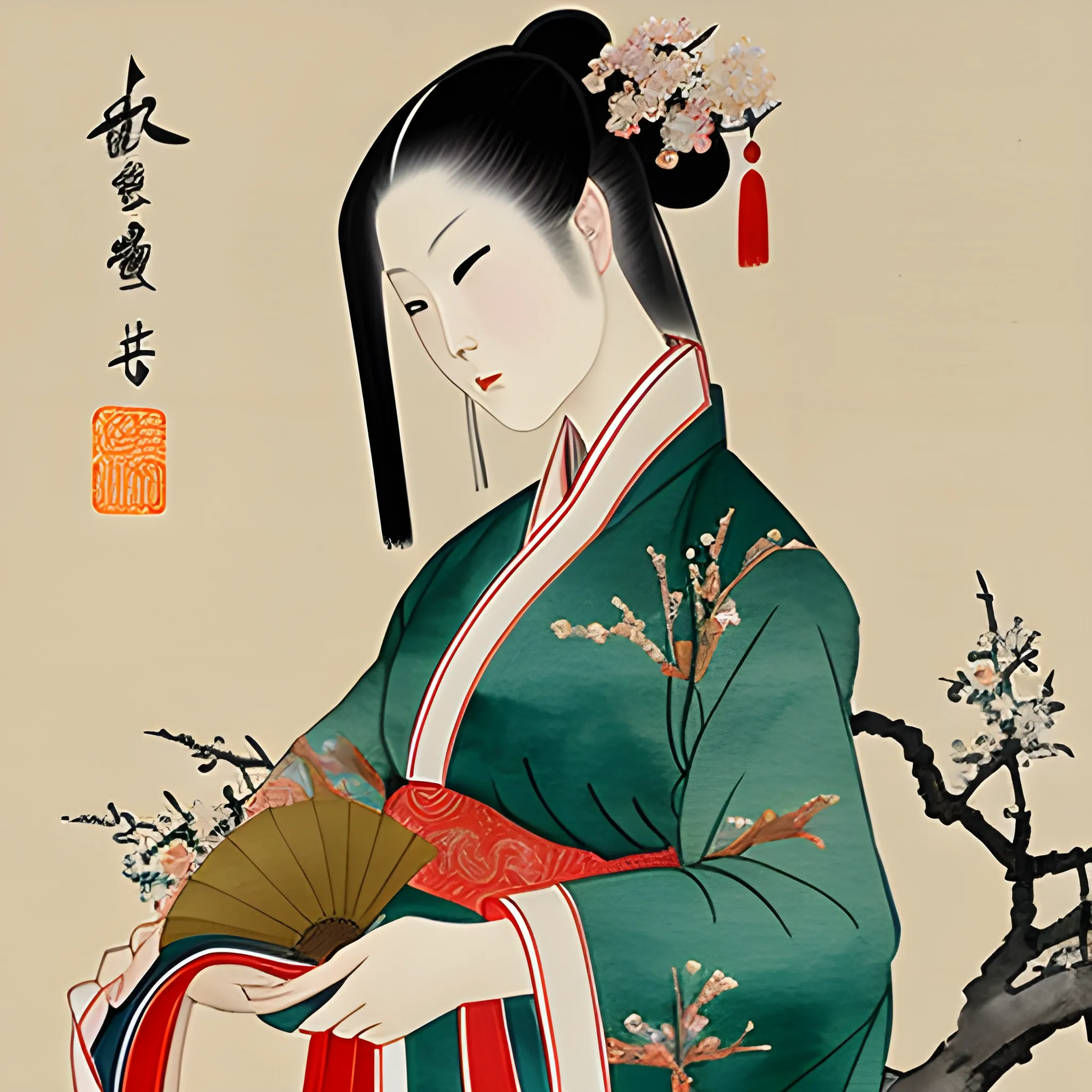 Pictures of ladies in ancient Chinese traditional painting style, elegant, master paintings, Water Color