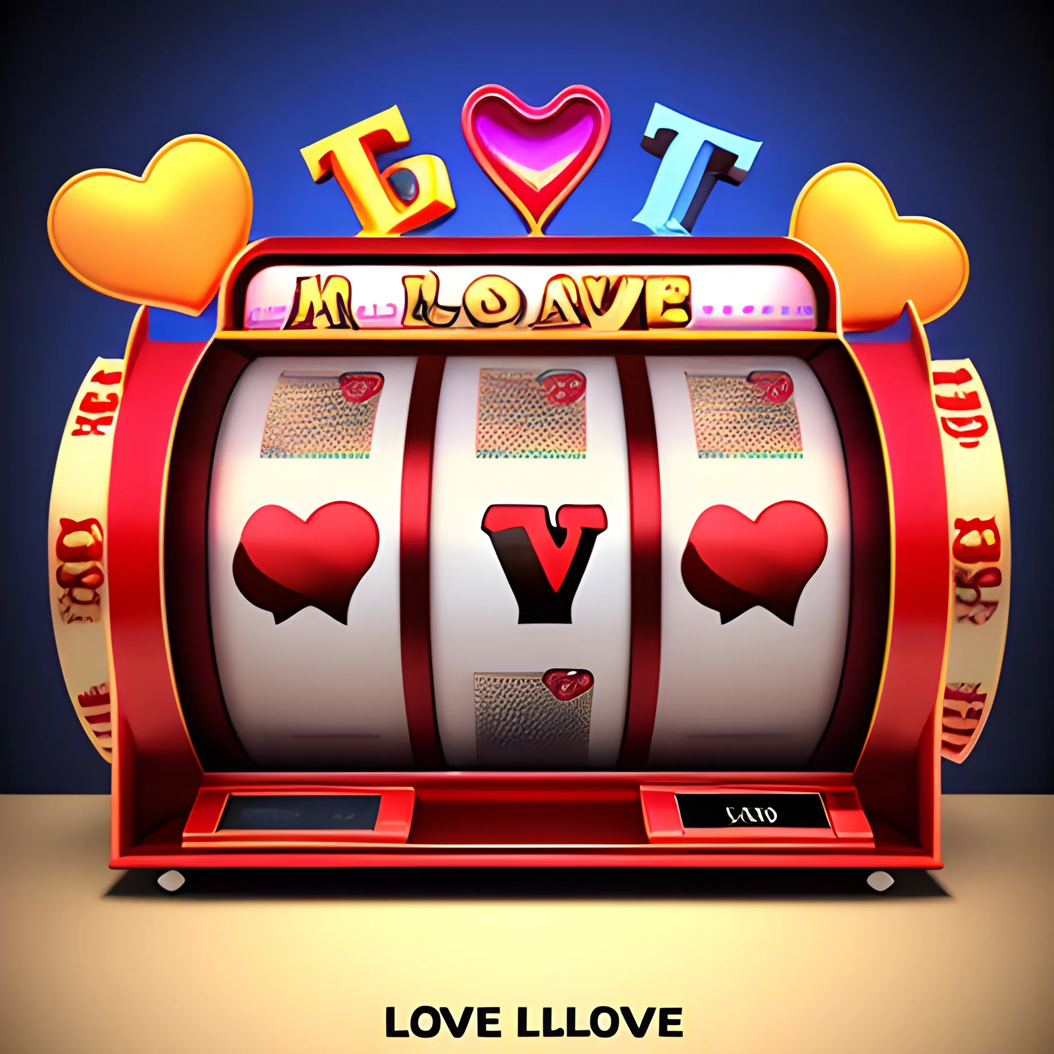 slot machine, love, 3d, realistic, HD, 4K, bet on love, 3D