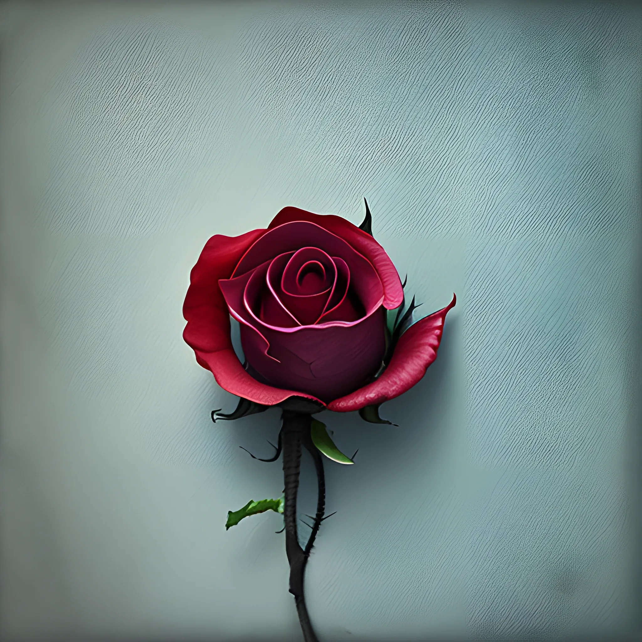 Rose plancher: a single rose, minimalistic, surreal, high definition, surreal, 3D, Water Color