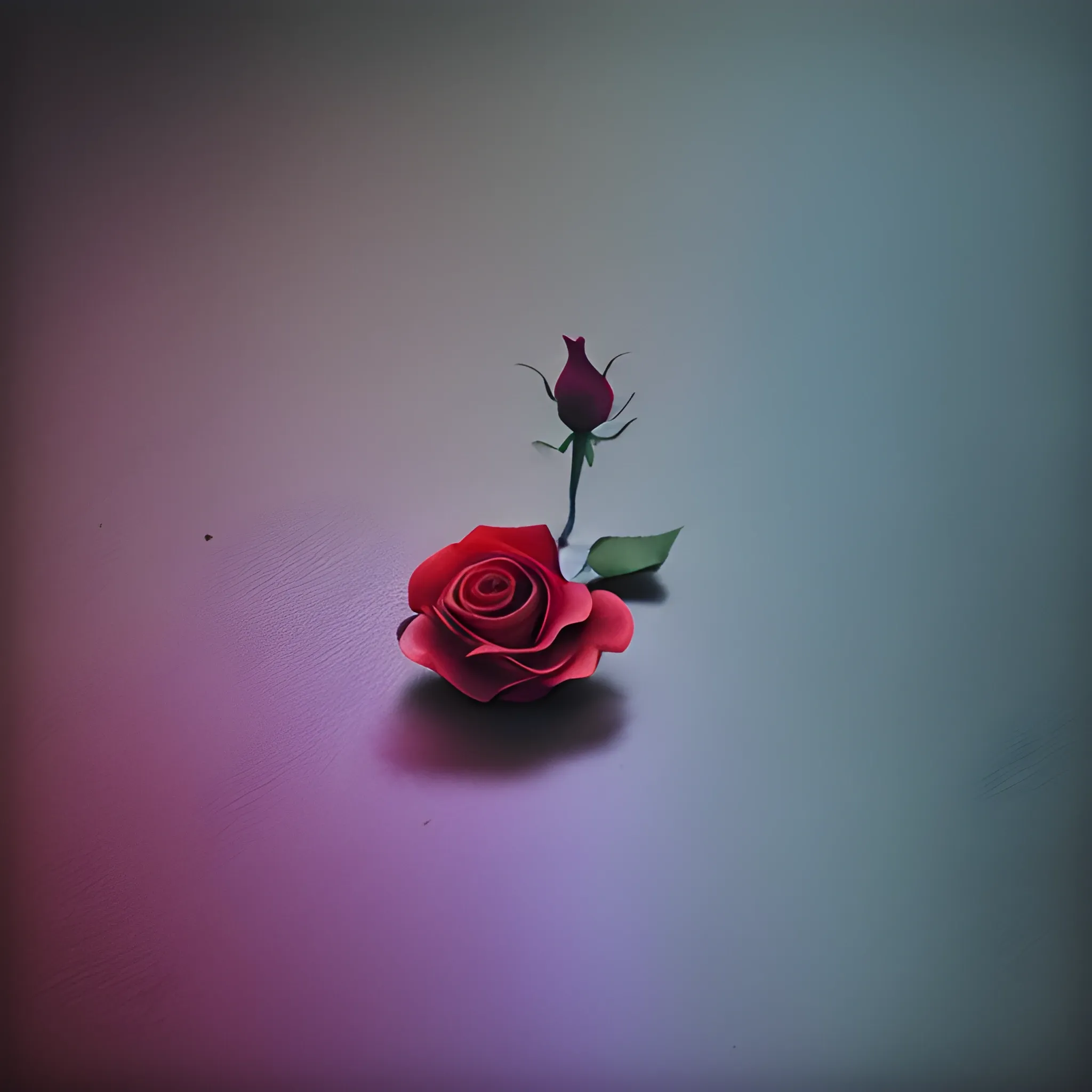 Rose floor, a single rose, minimalistic, surreal, high definition, surreal, 3D, Water Color, 